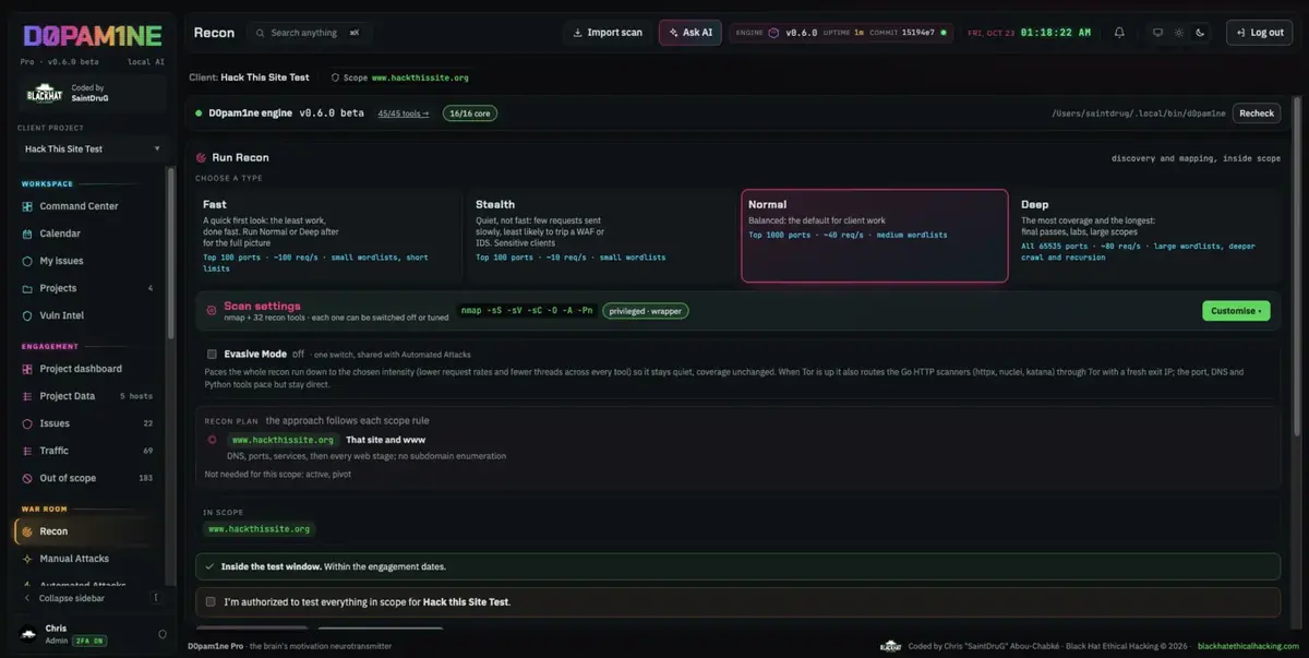 Recon profiles and scan settings