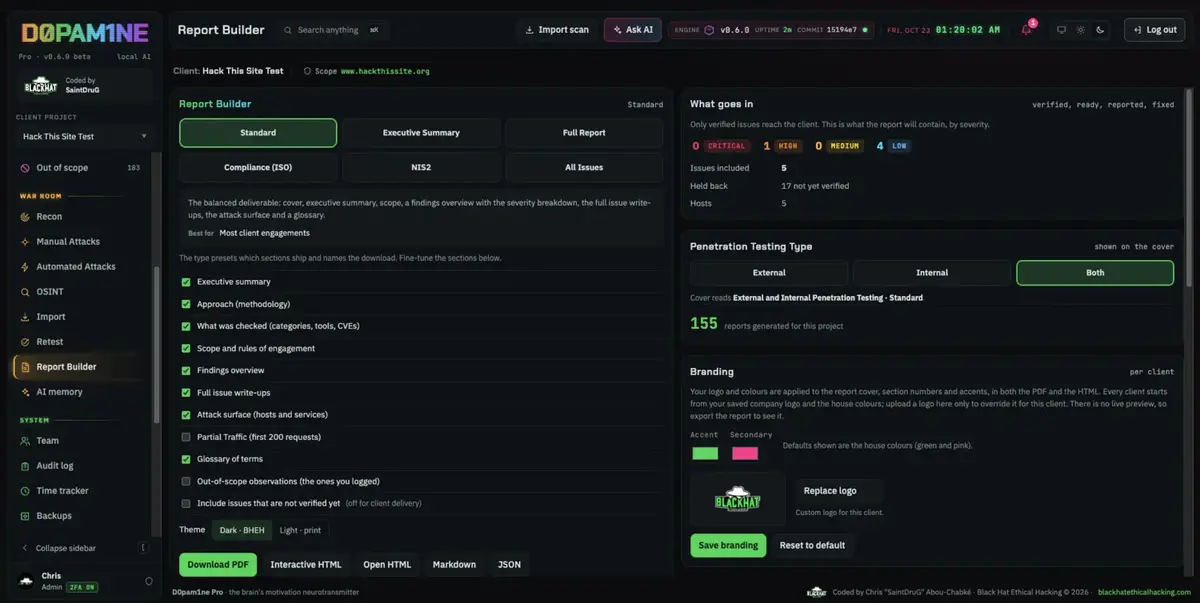 The Report Builder: types, sections and branding