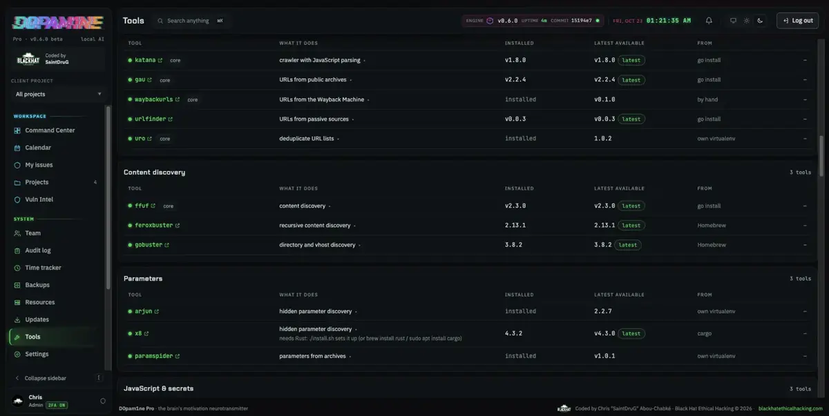 SecLists wordlists for subdomain, content and parameter discovery