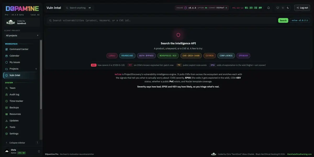 Search the vulnerability intelligence API
