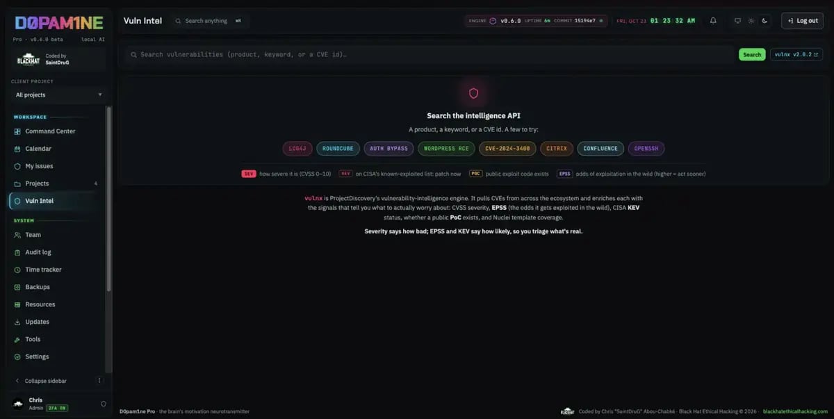 Search the vulnerability intelligence API
