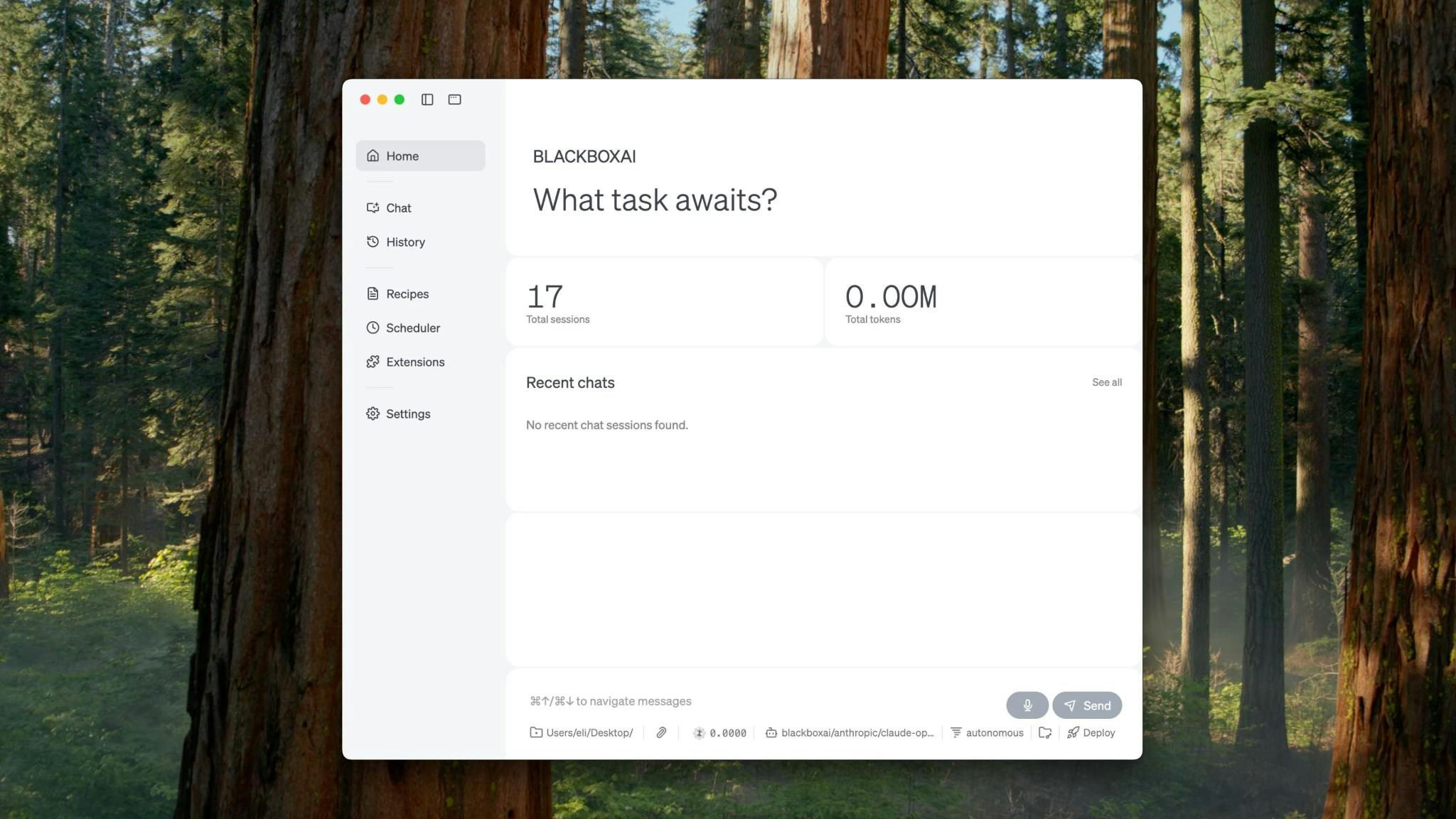 BLACKBOX AI Desktop Interface