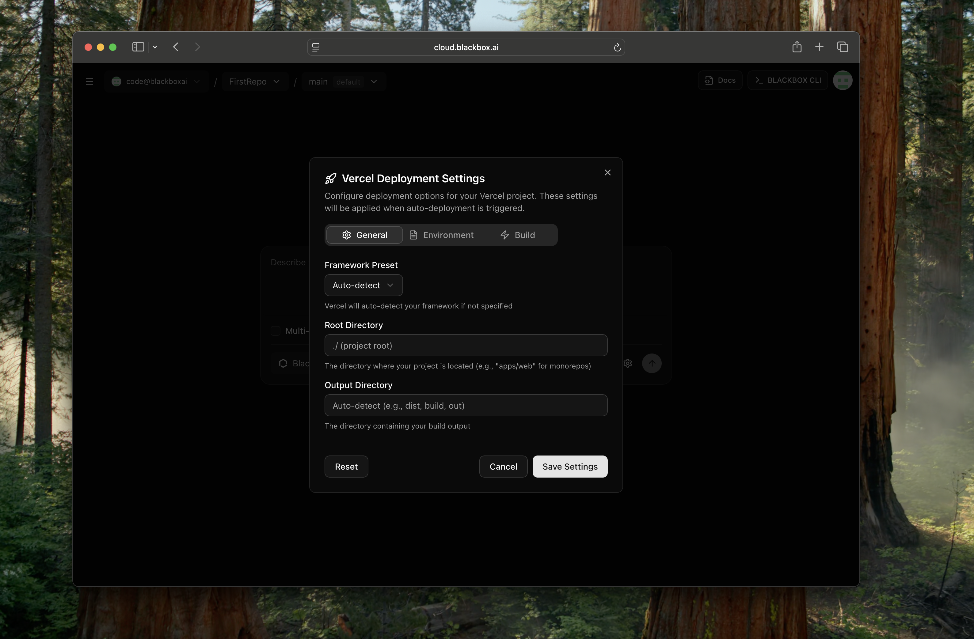 Vercel Settings General