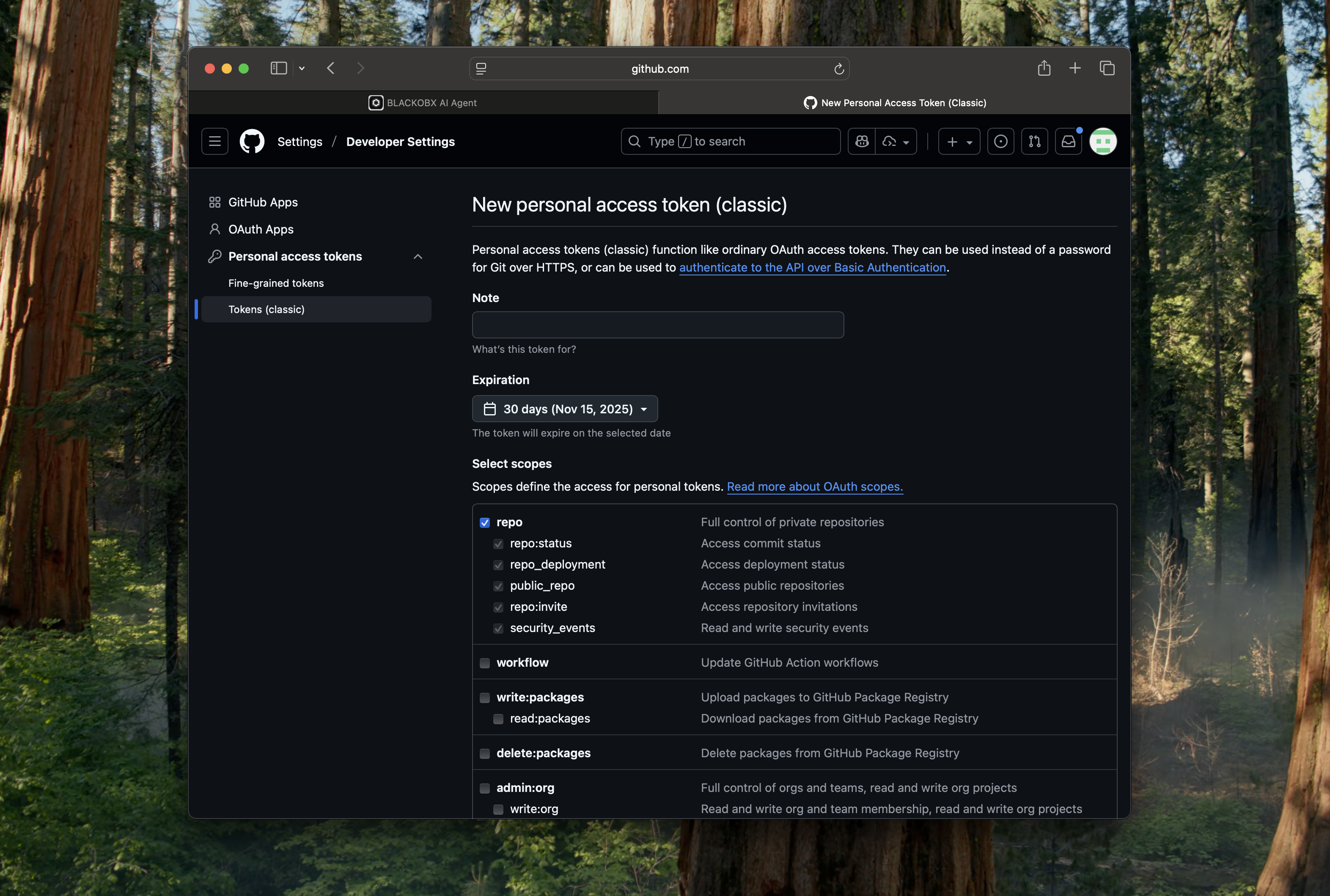 Create GitHub PAT