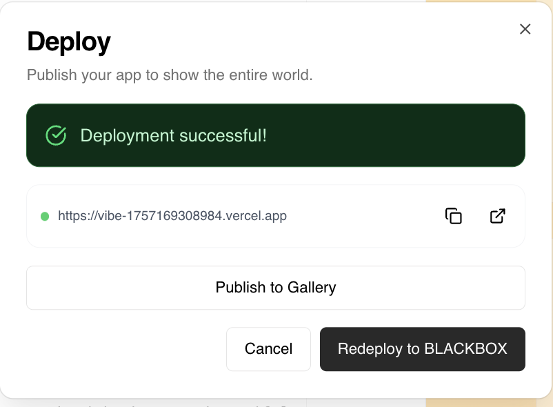 Deploy Success with Link