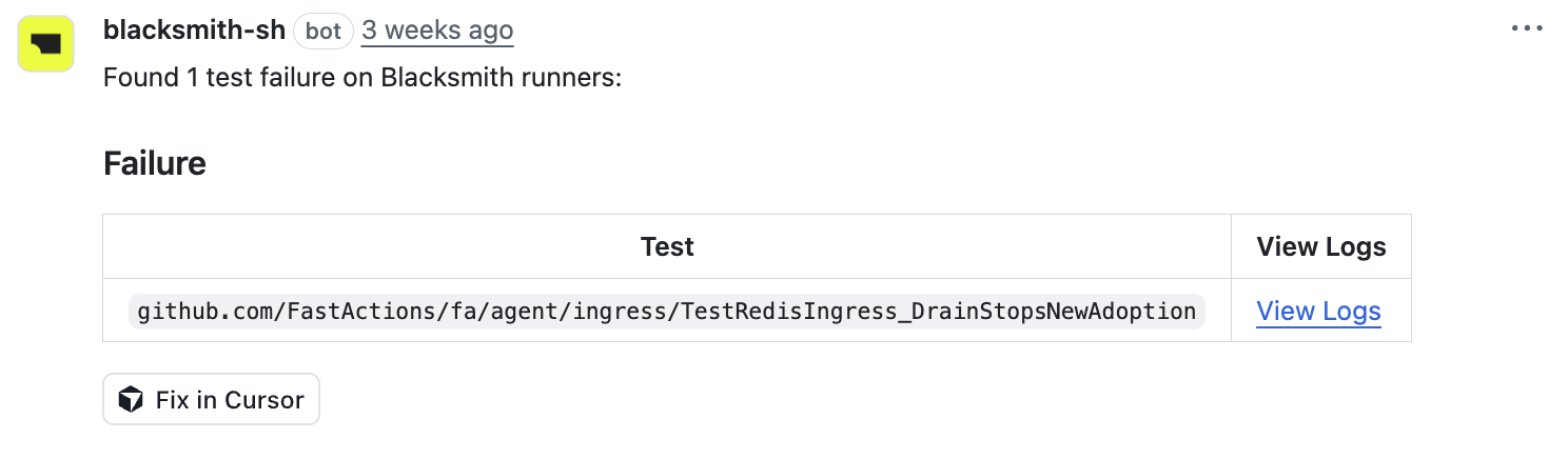 GH Comment Failing Test