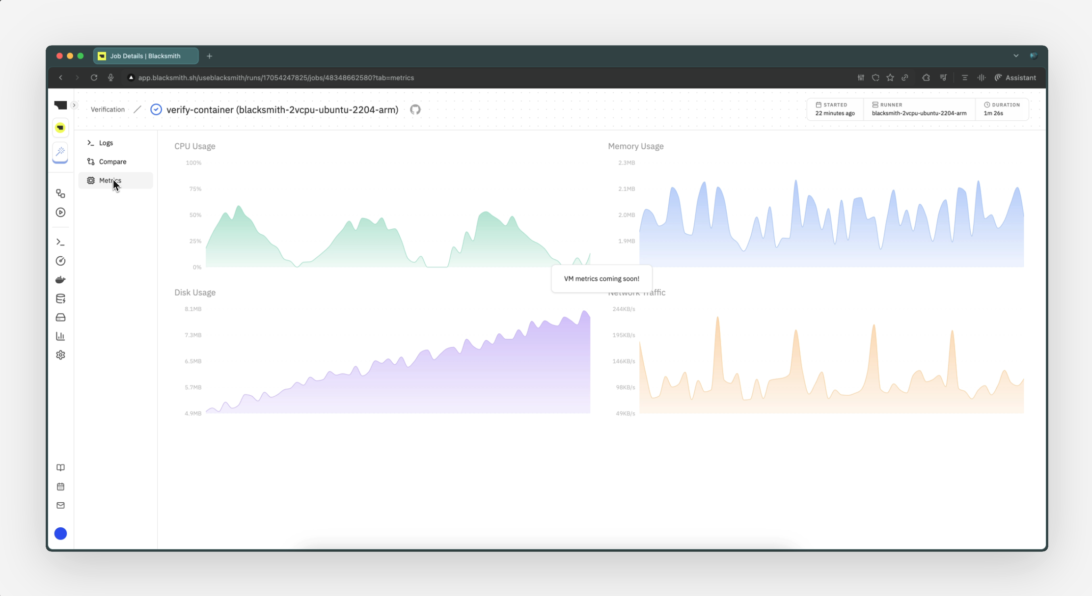 Metrics view interface