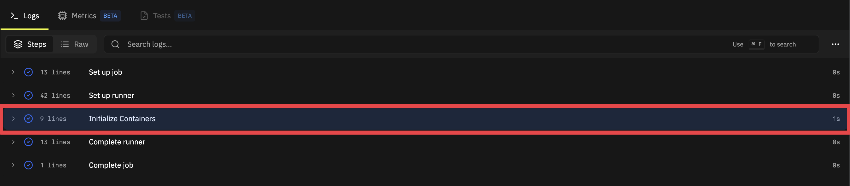 Initialize Containers step taking 1 second with caching