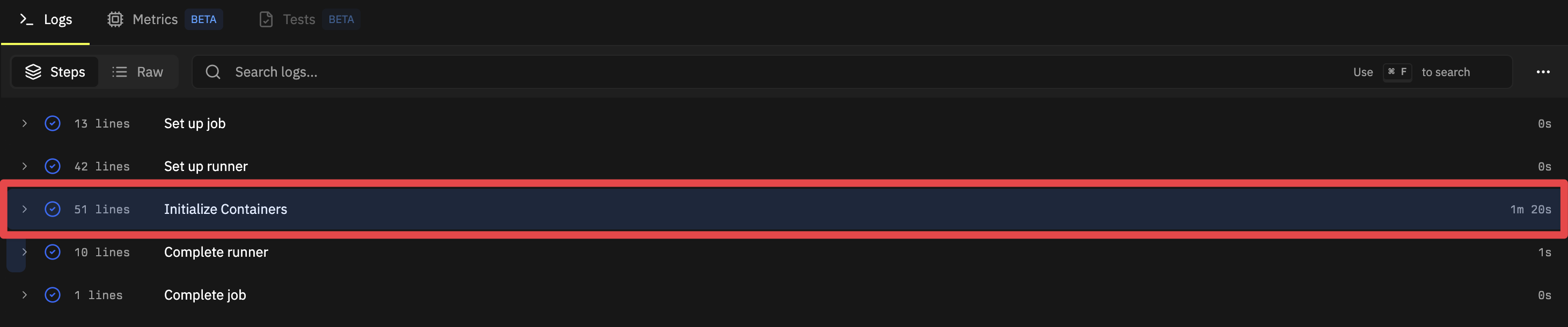 Initialize Containers step taking 1 minute 20 seconds without caching