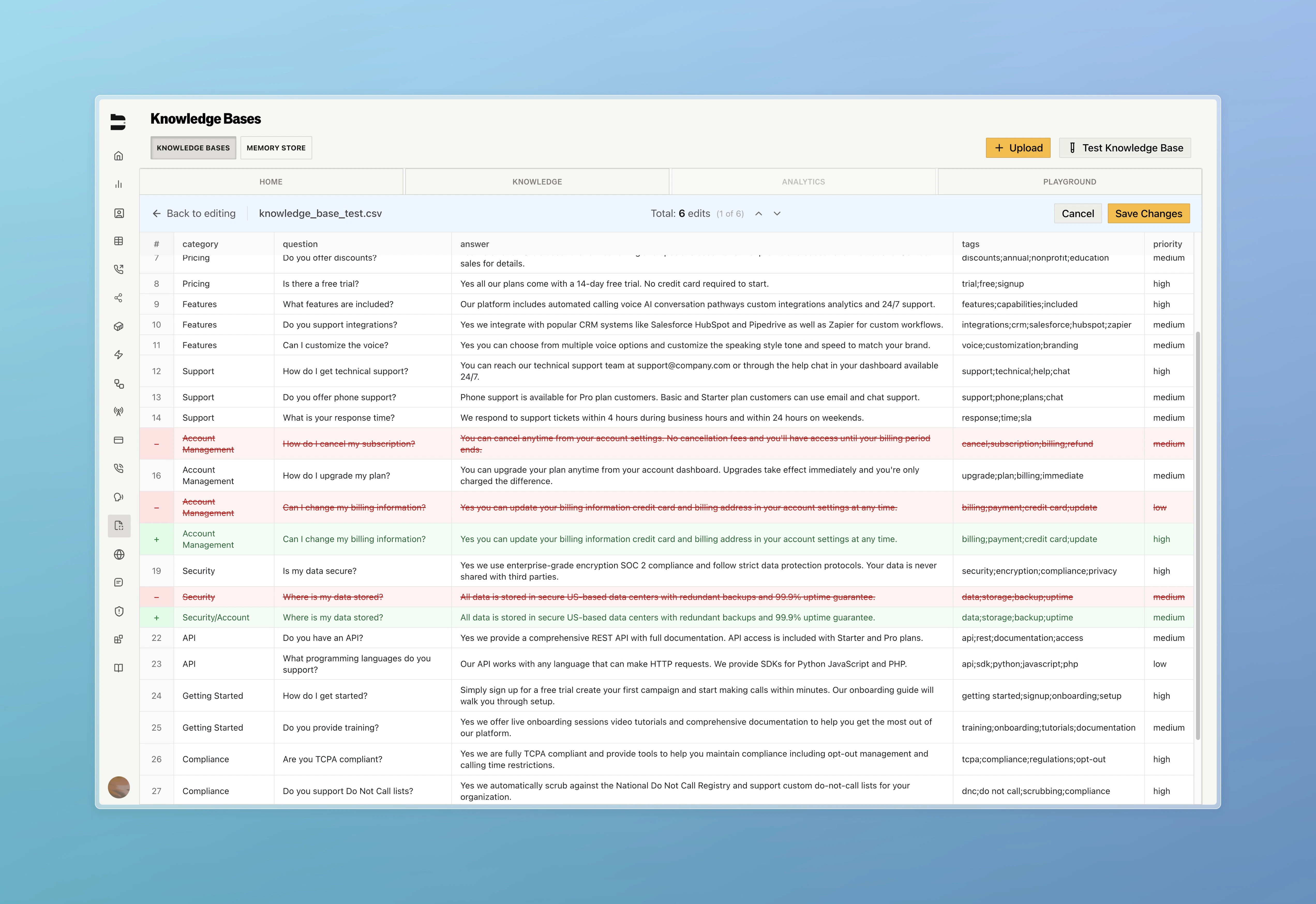 Spreadsheet-style CSV editor with inline editing
