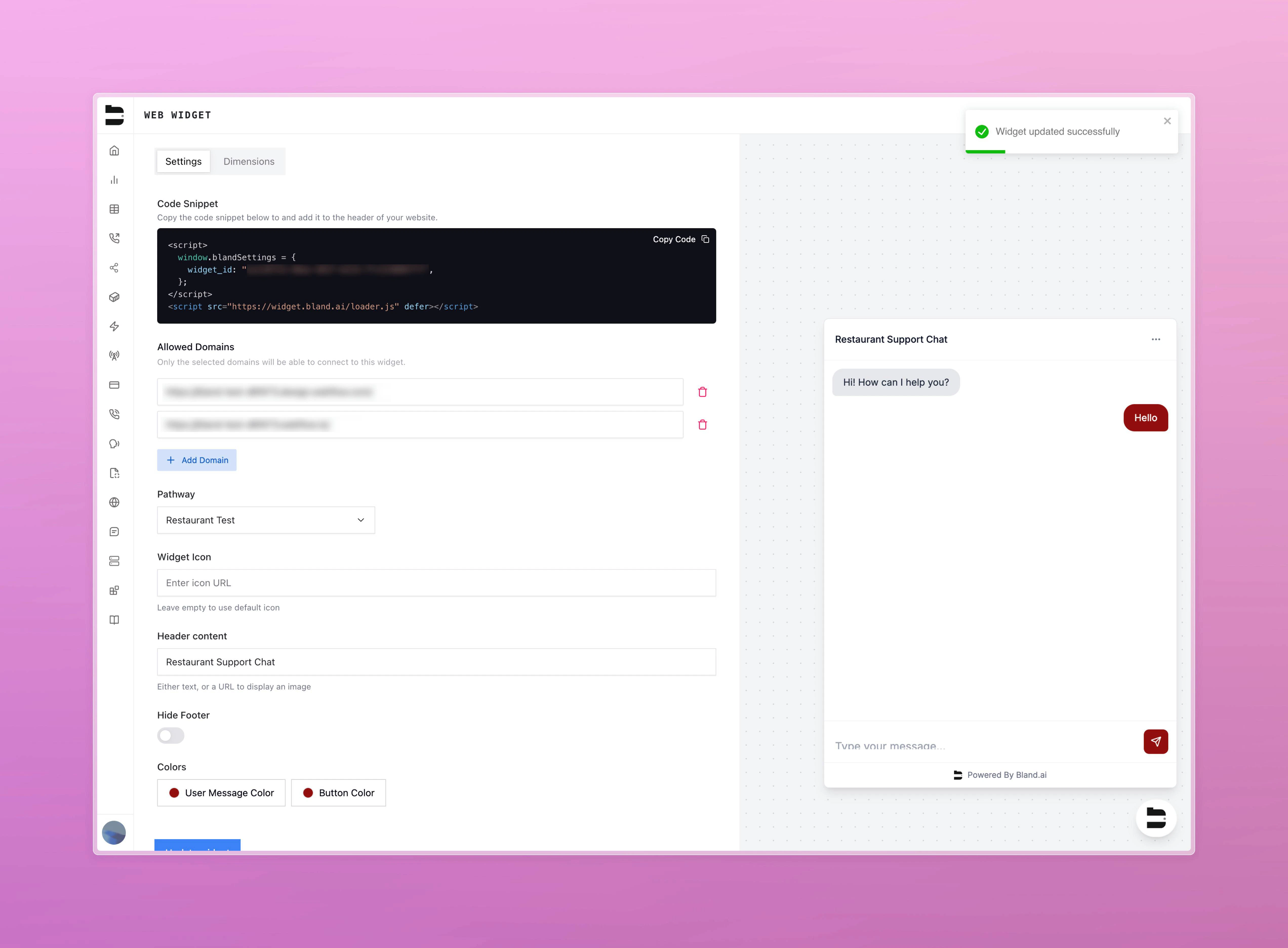 Web Widget Settings
