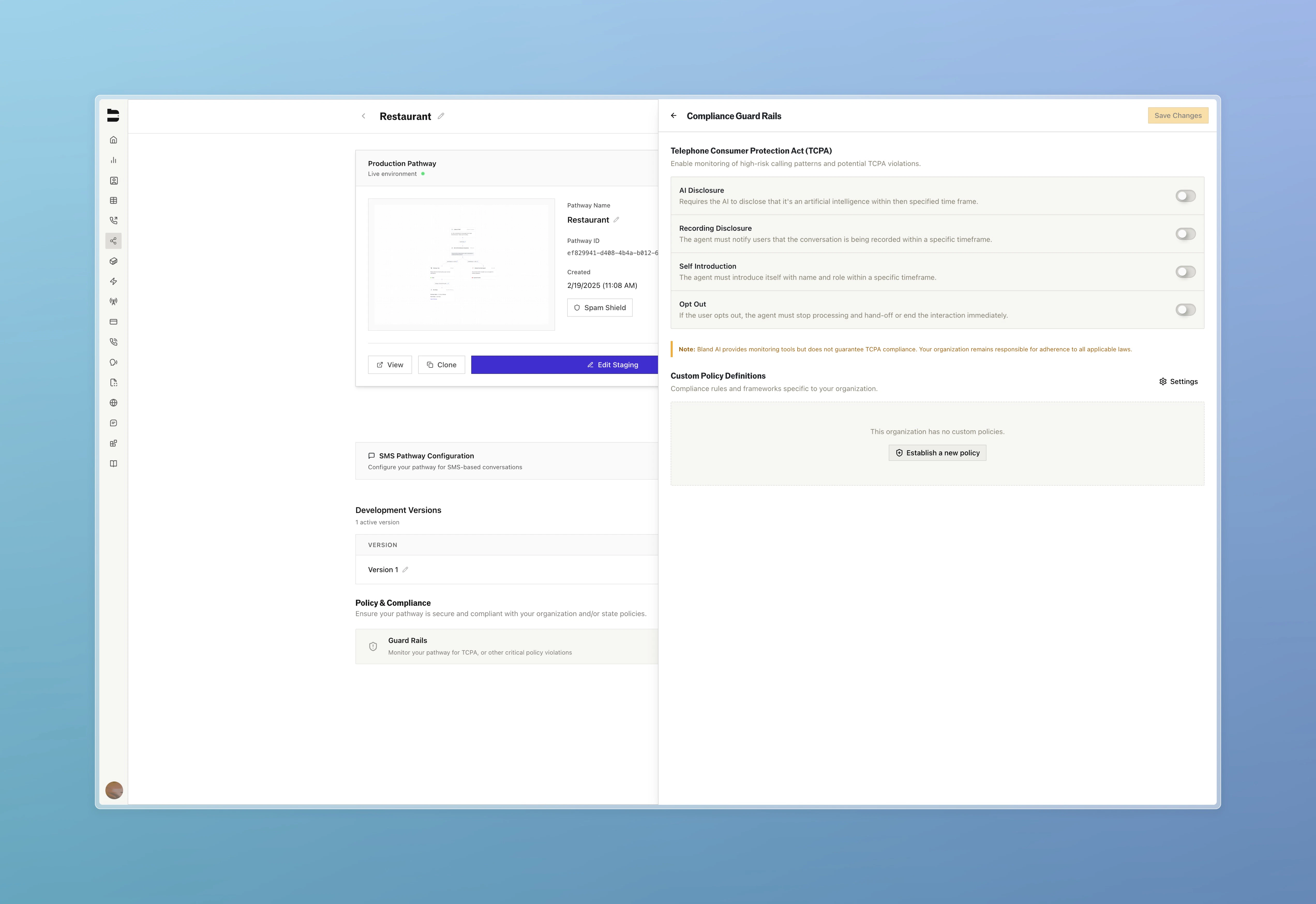 Guard Rails pathway panel interface