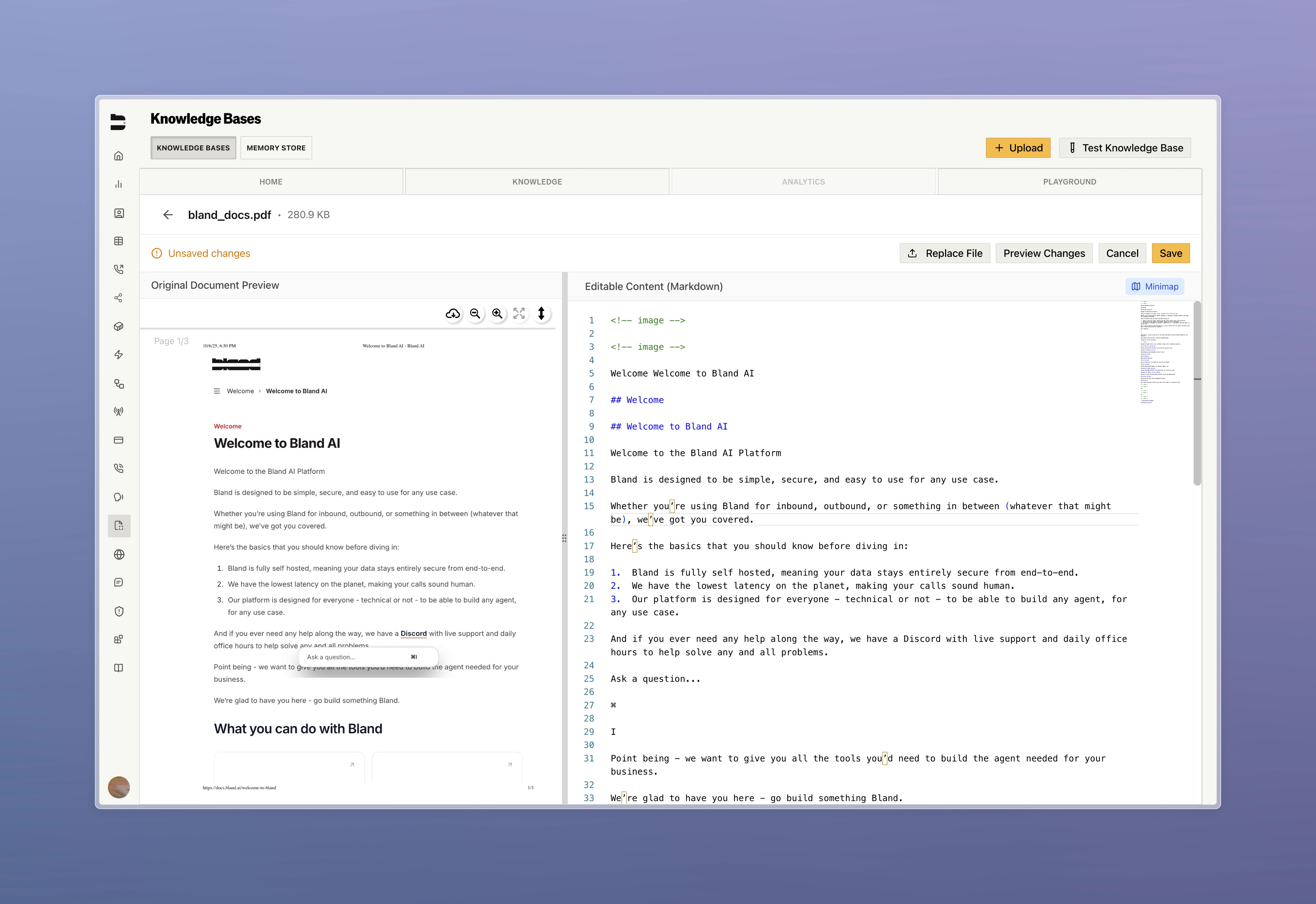 PDF knowledge base viewer with extracted text