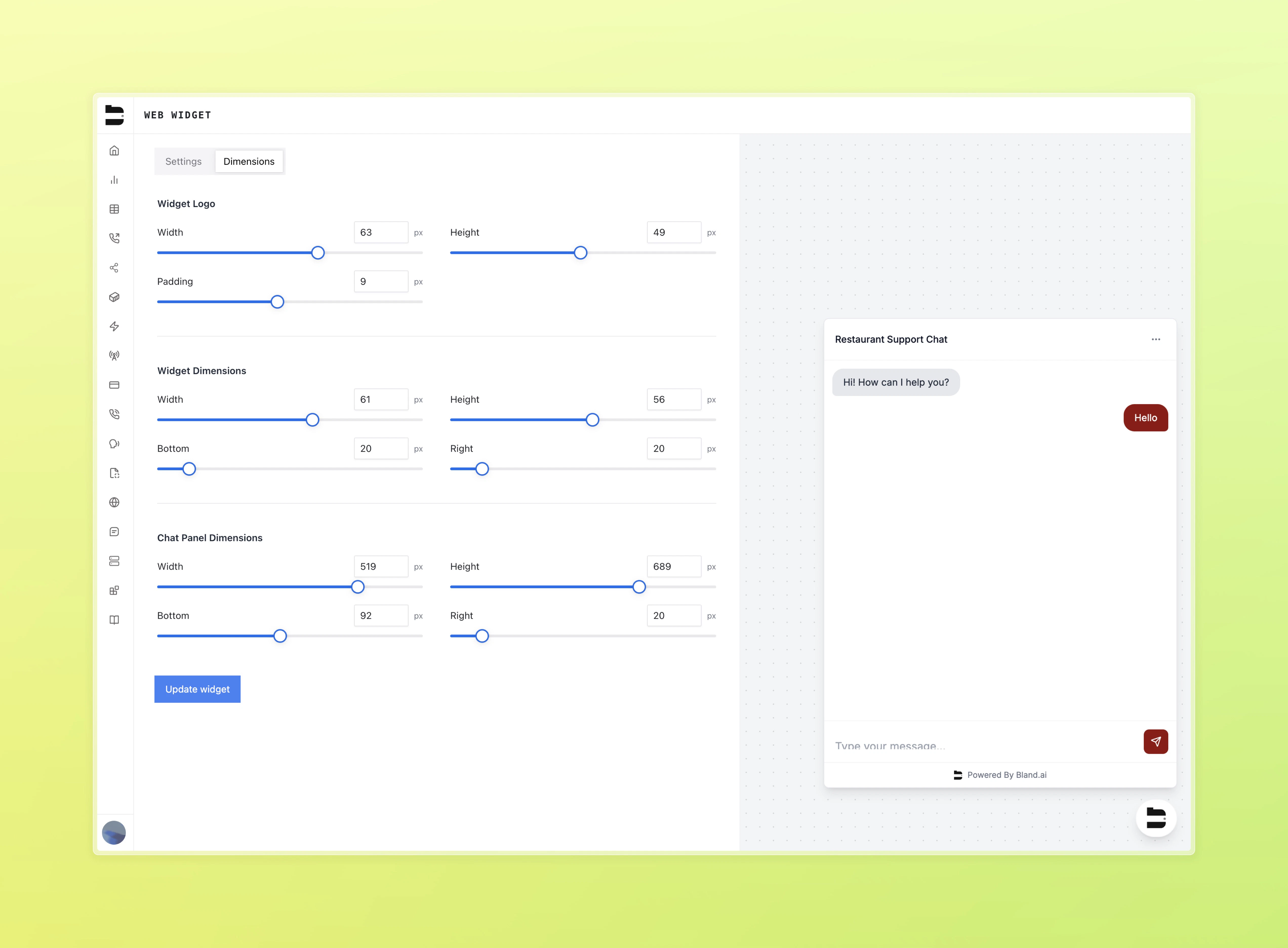 Web Widget Dimensions