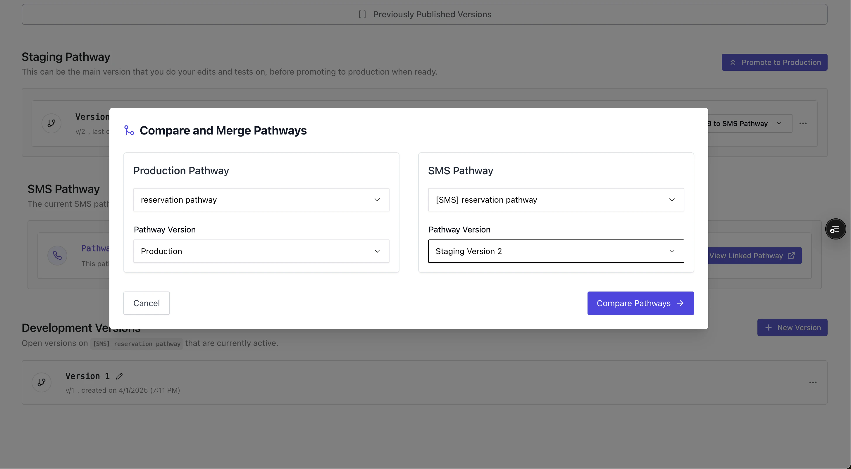 Compare pathways to merge