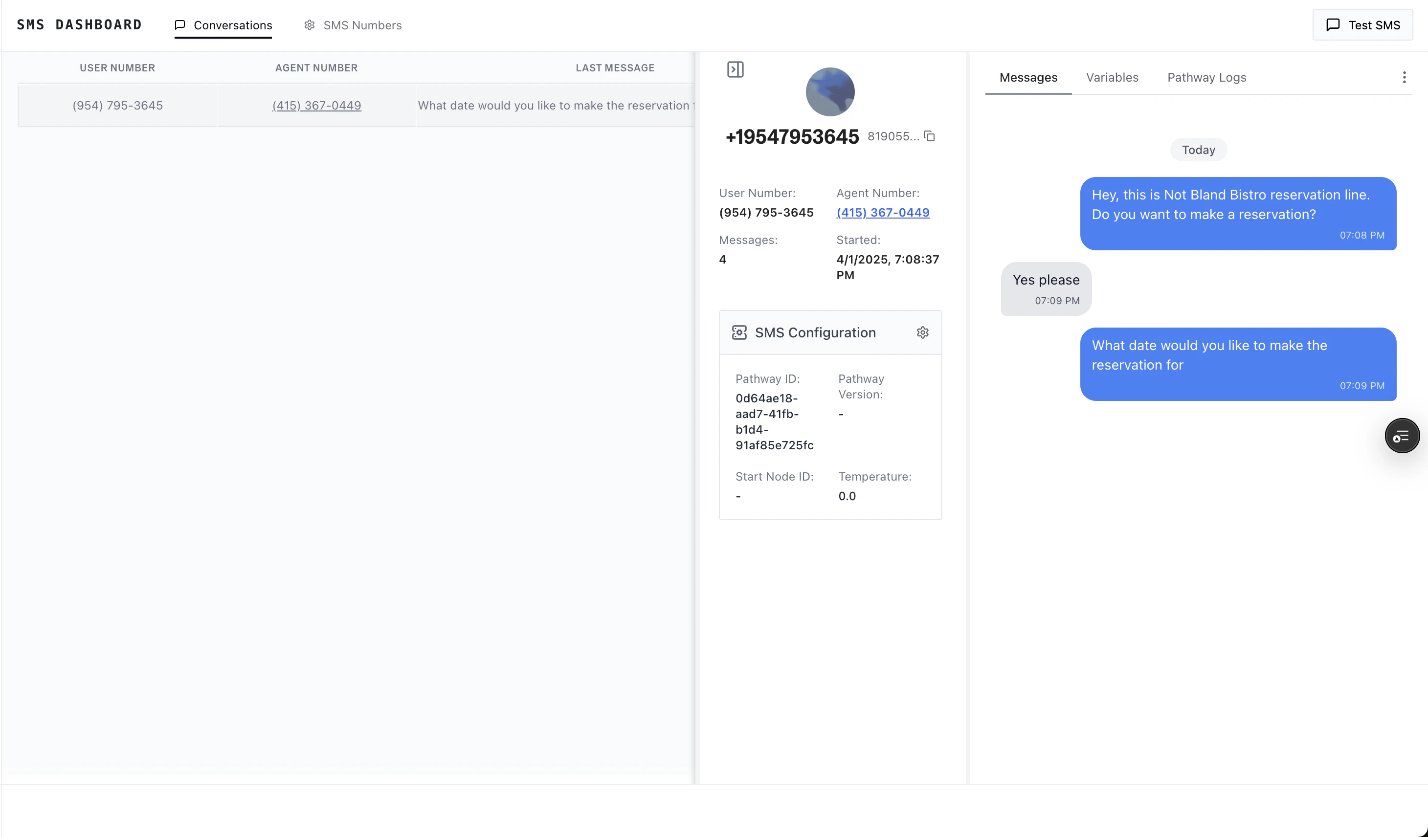 Messaging conversation view