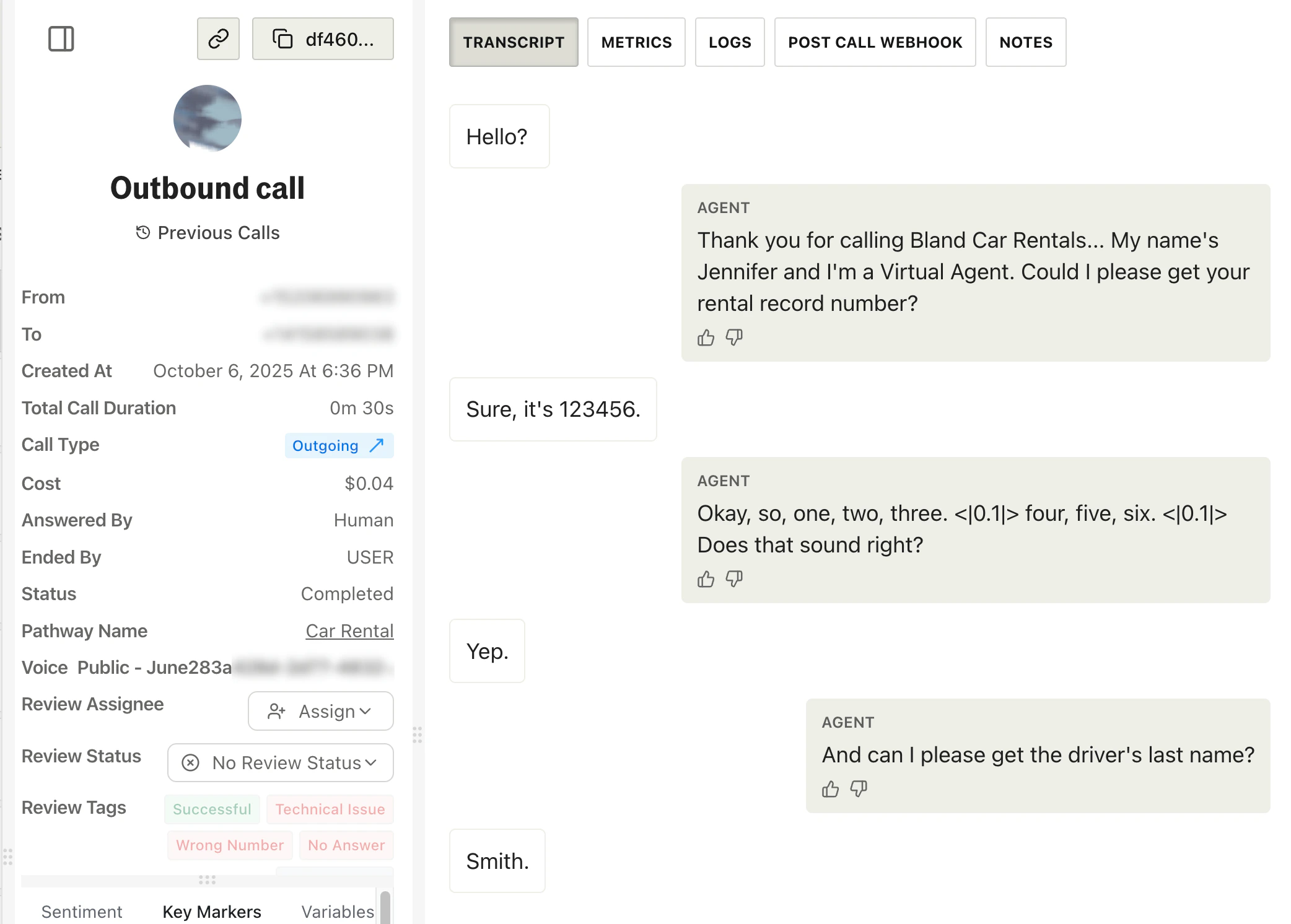 Updated call logs interface