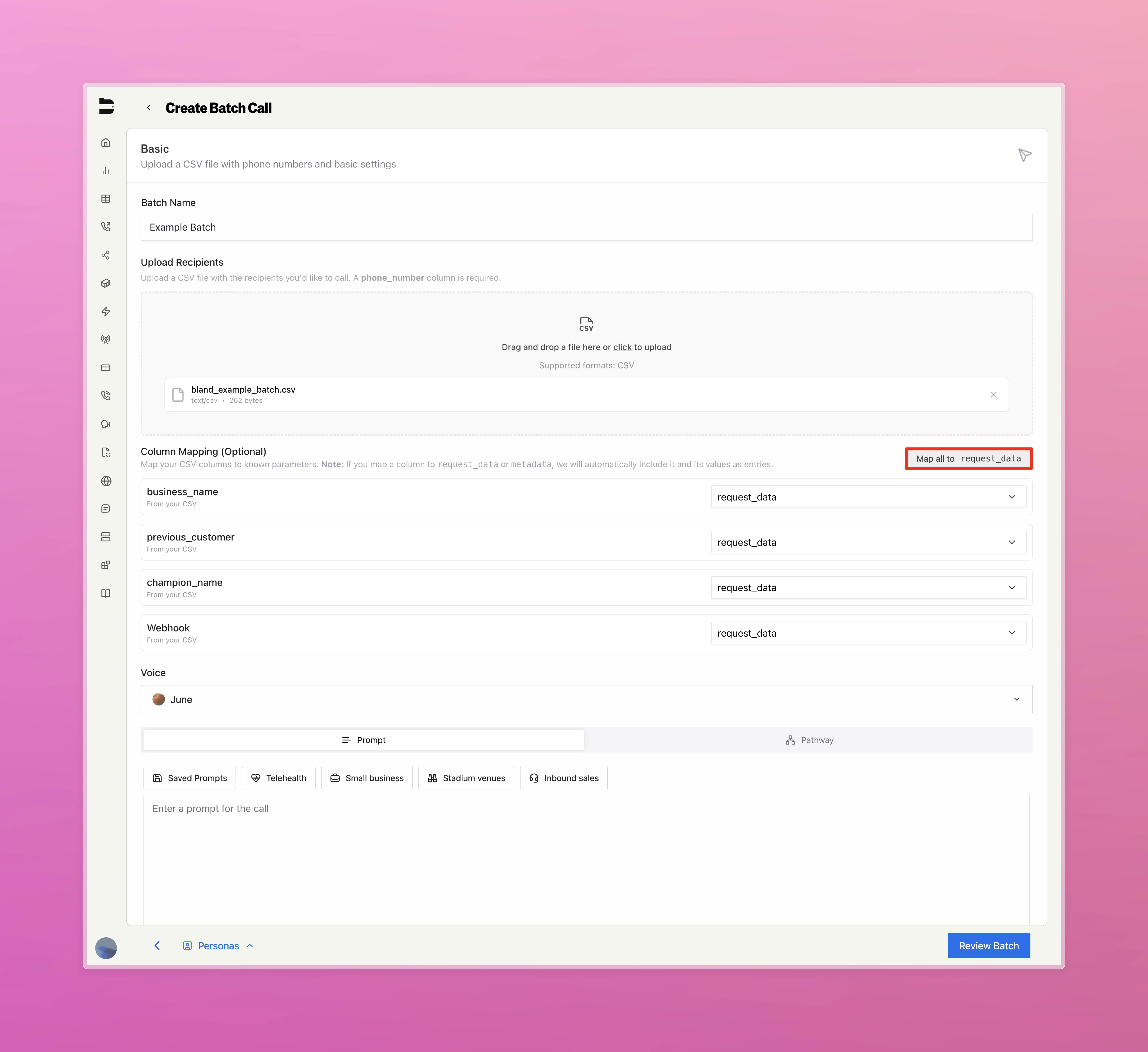 Batch Call CSV Conversion