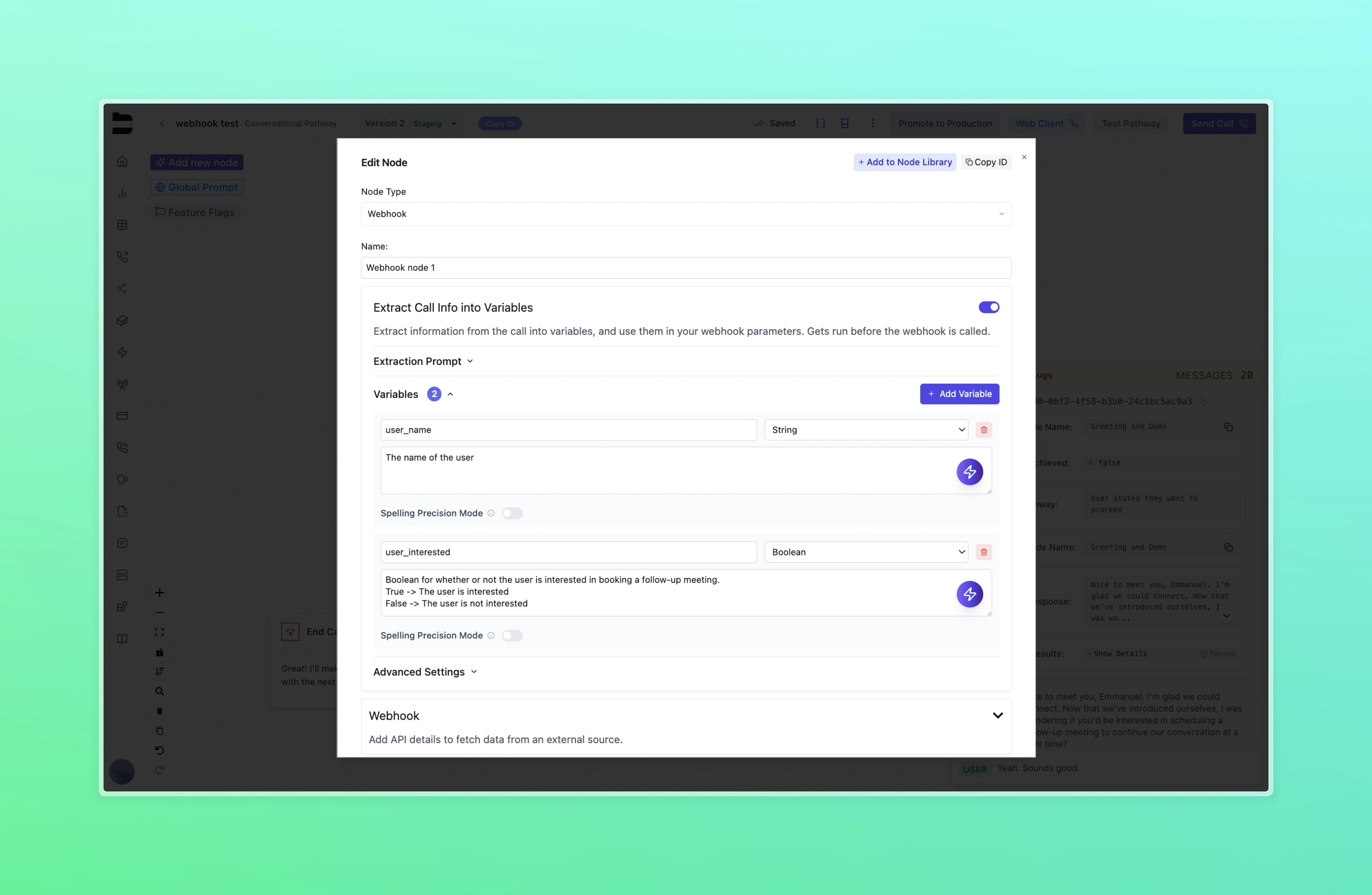 Webhook Node Extract