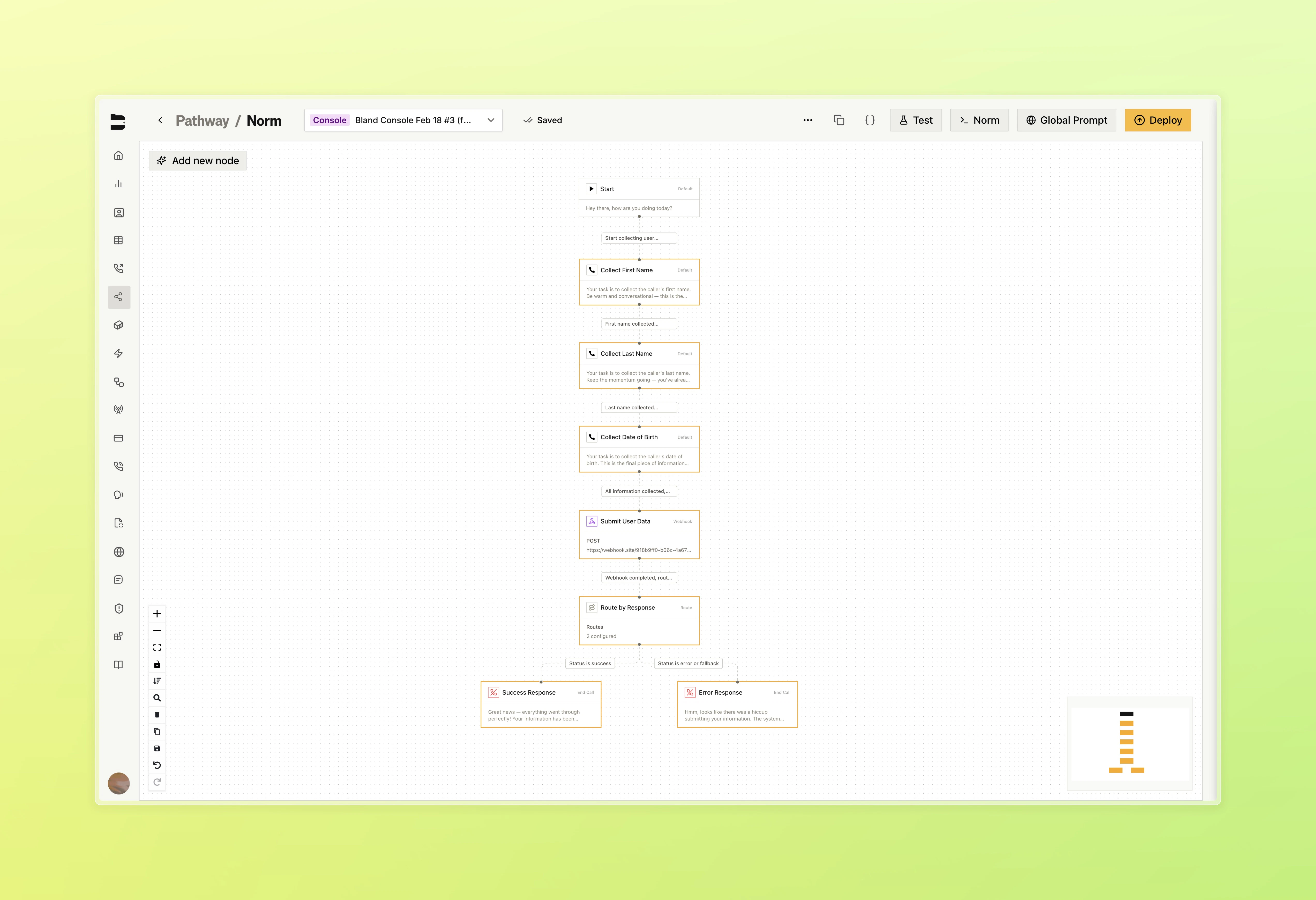 Pathway blocks tab in the node library showing saved blocks