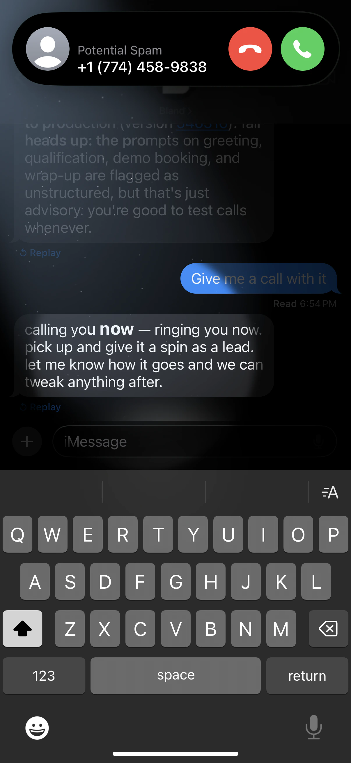 iMessage agent using tapbacks and text effects