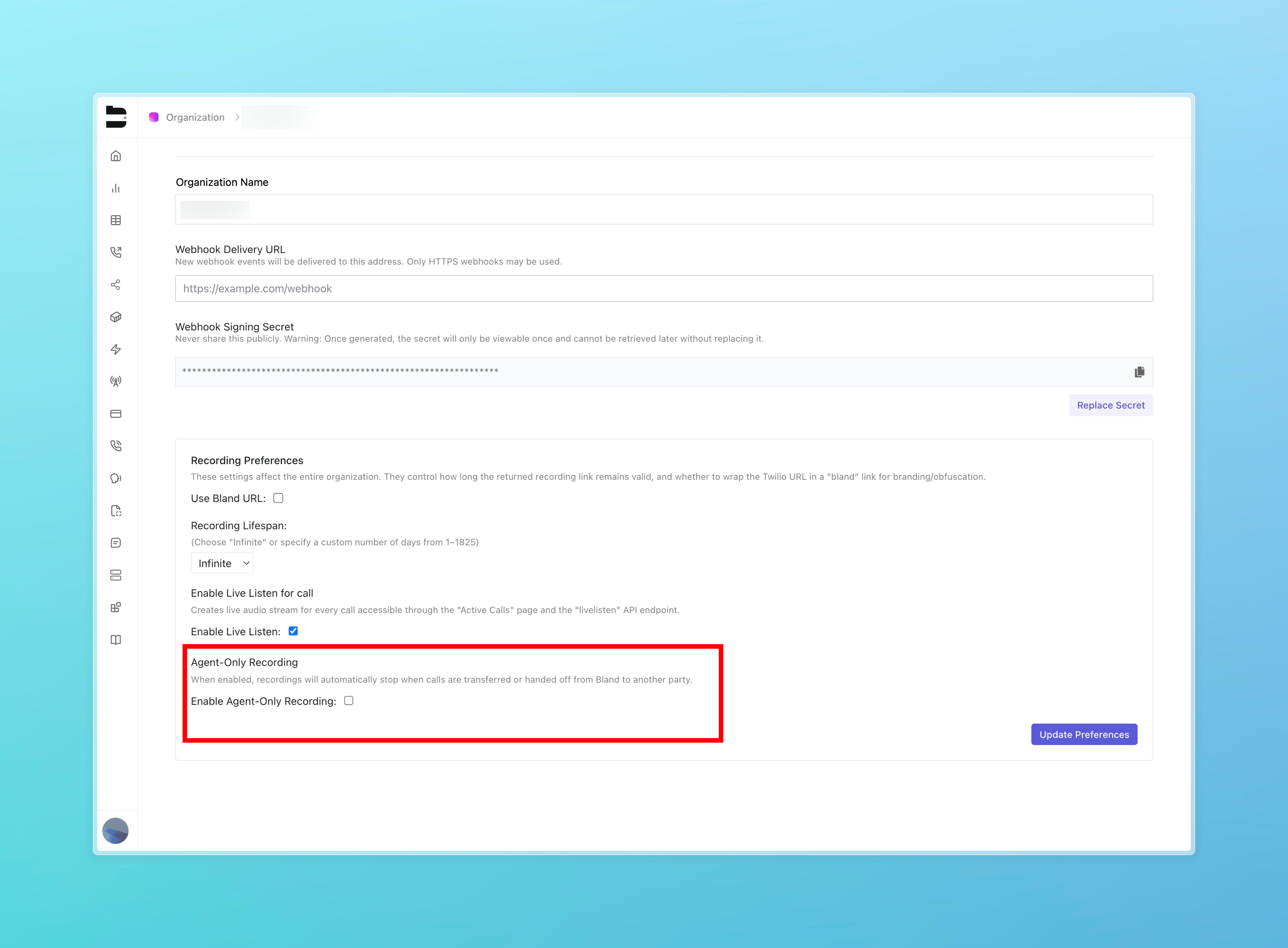 Transfer Recording Controls