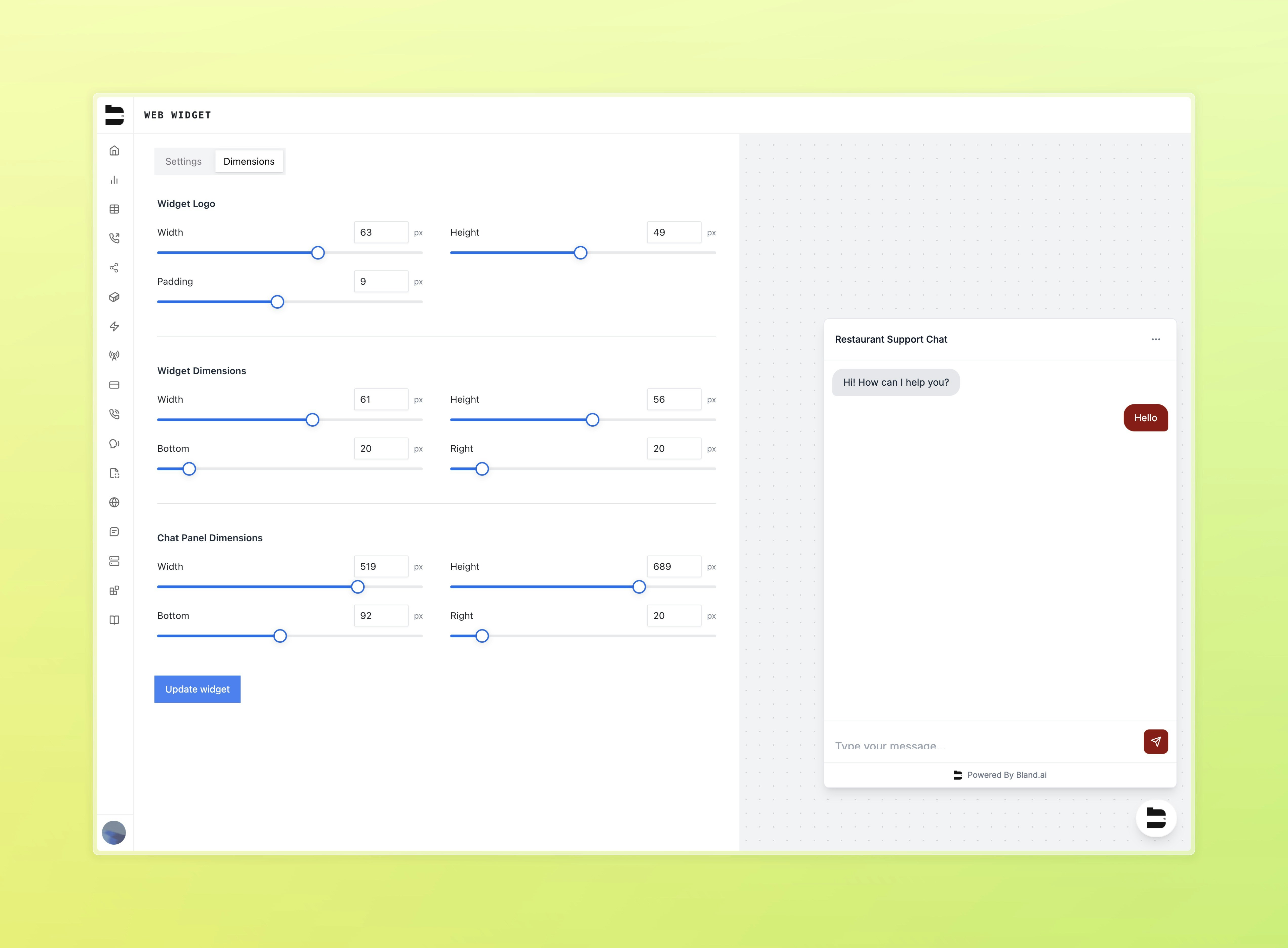 Web Widget Dimensions