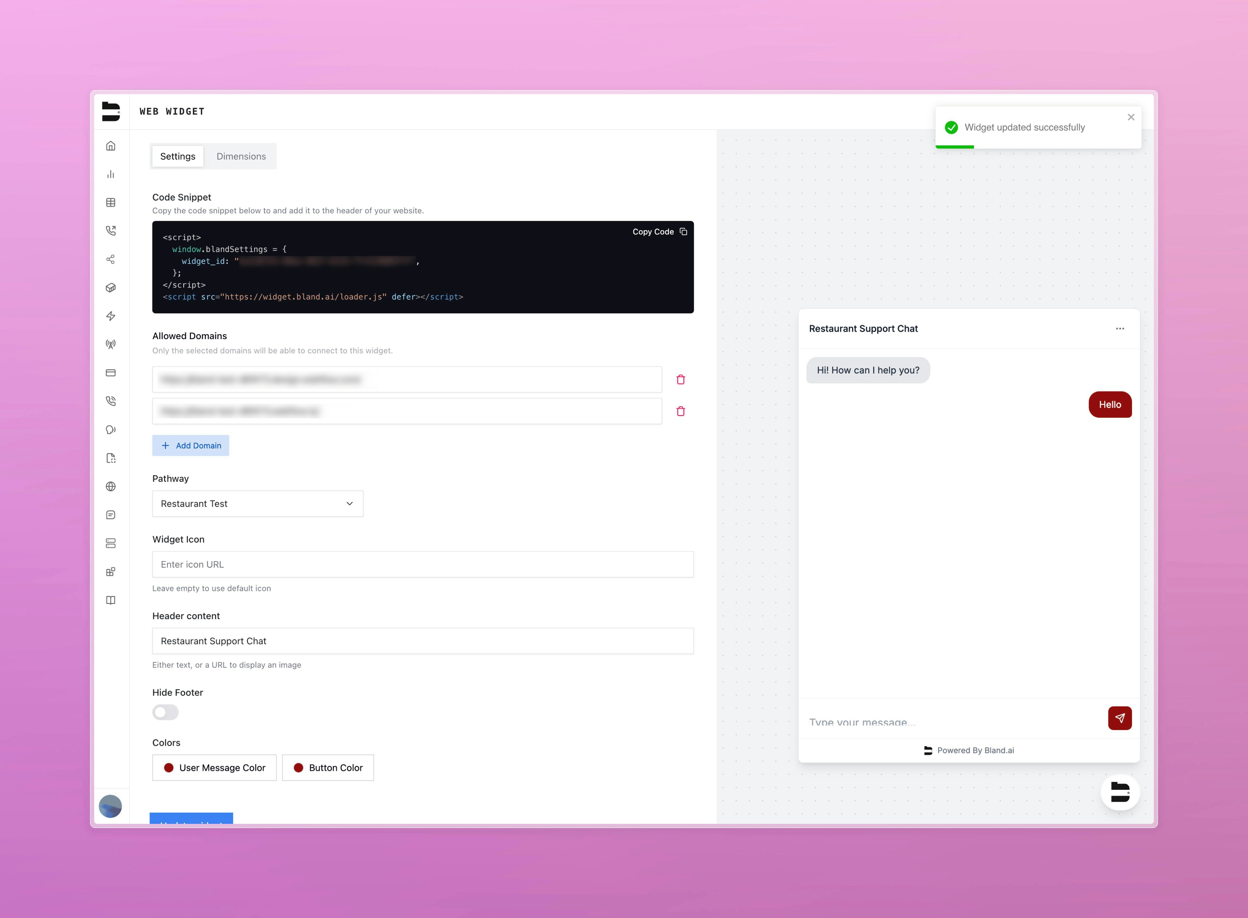 Web Widget Settings