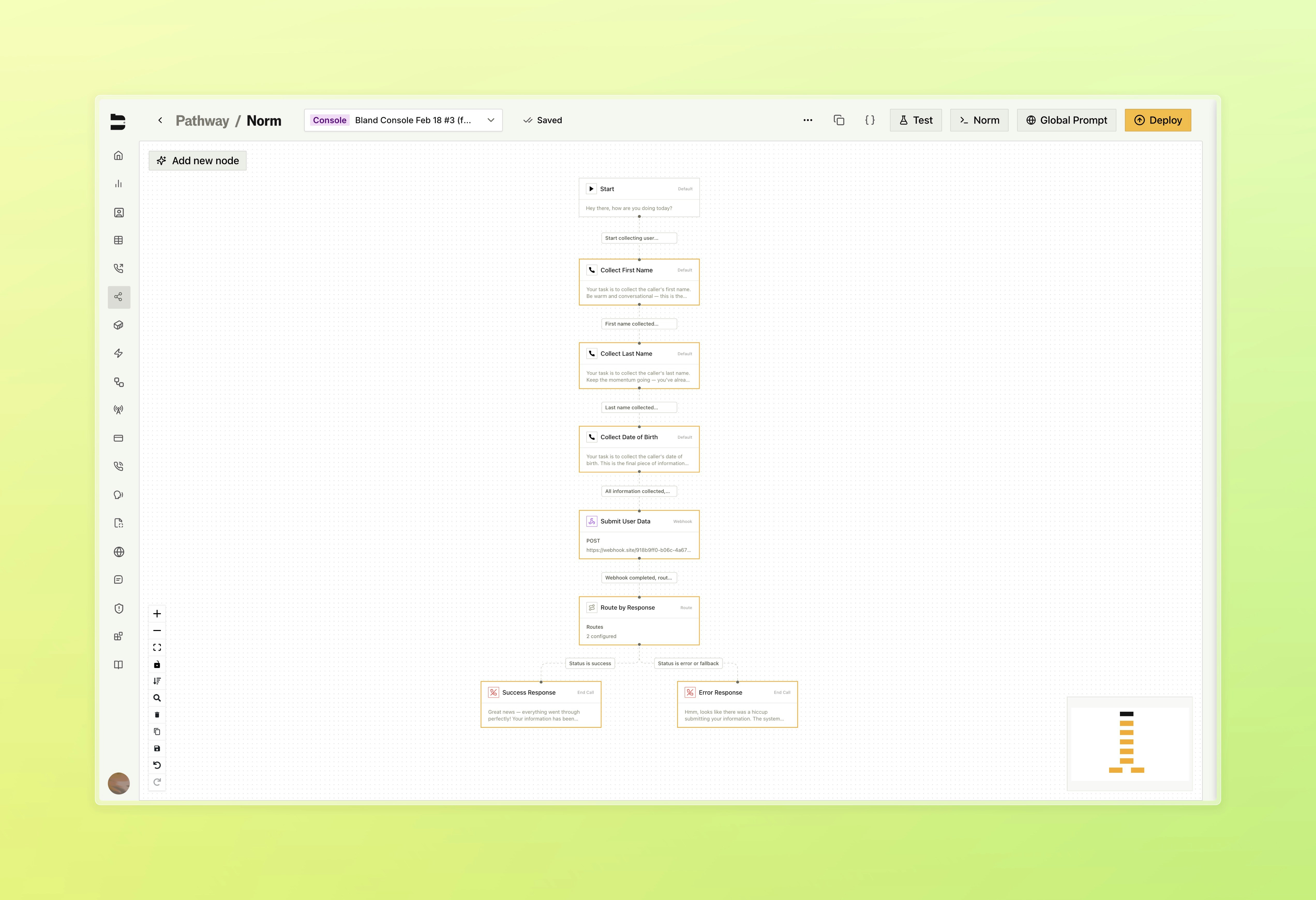 Pathway blocks tab in the node library showing saved blocks