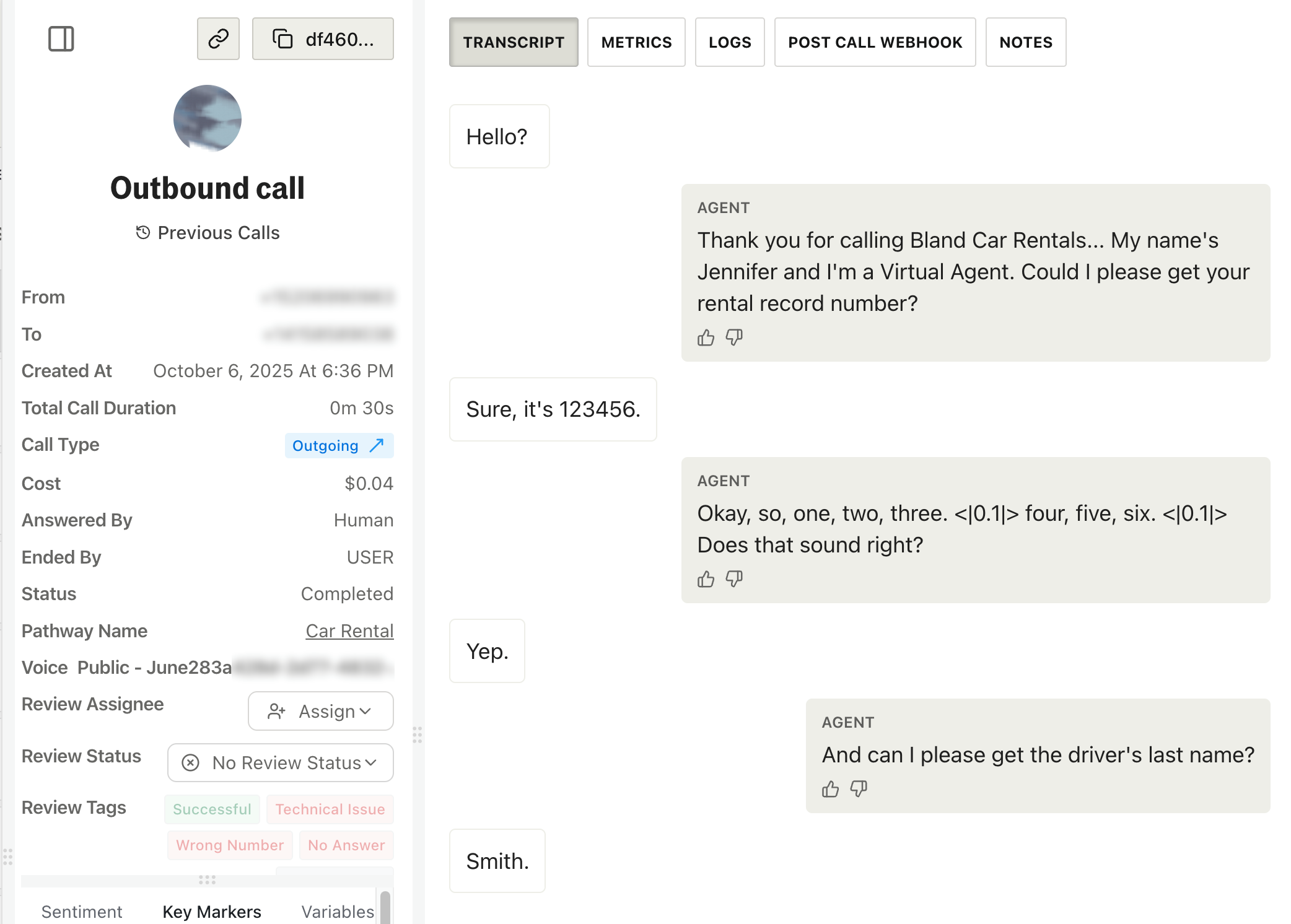 Updated call logs interface