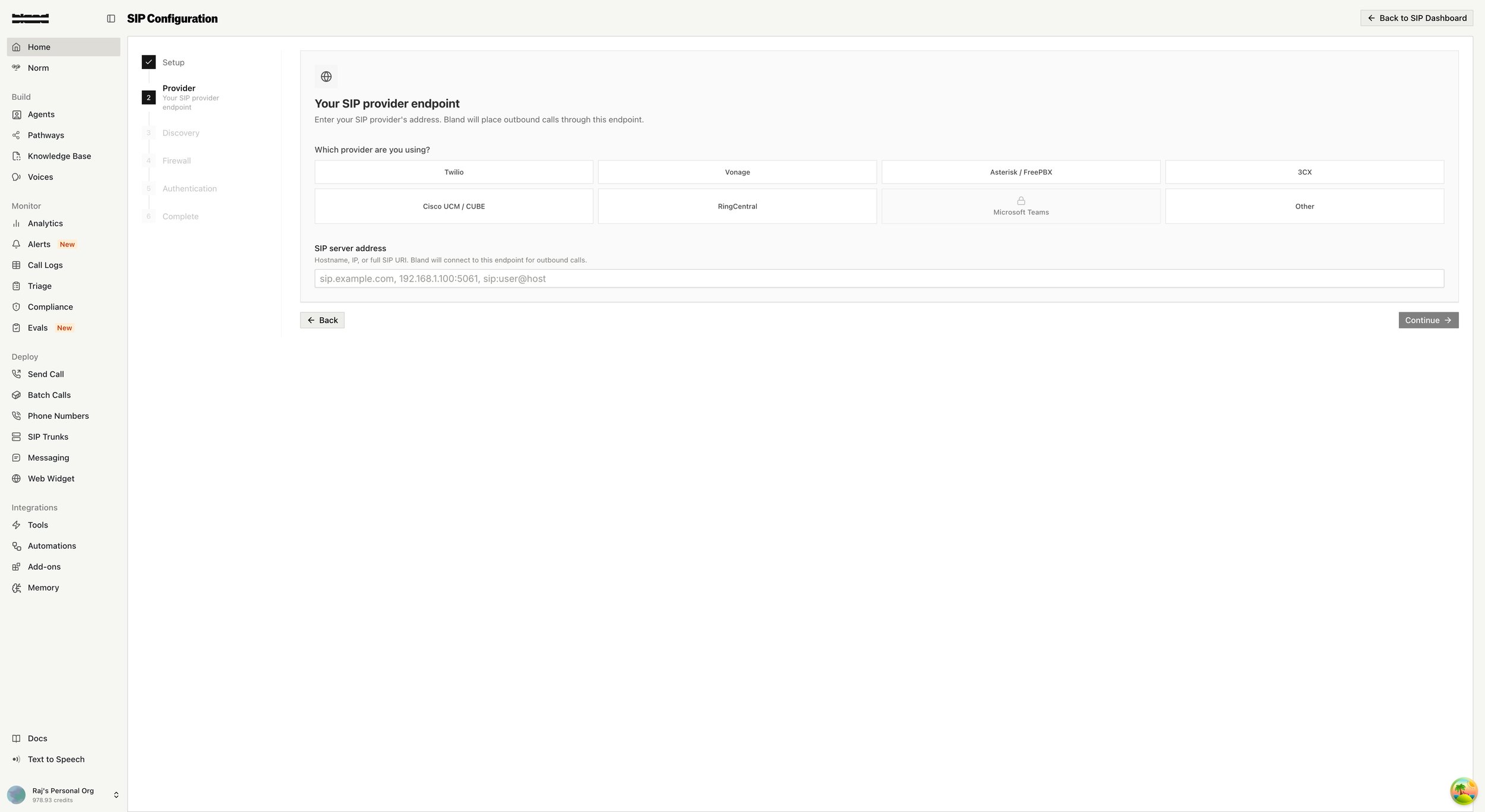 Sip R SIP Integration - Bland