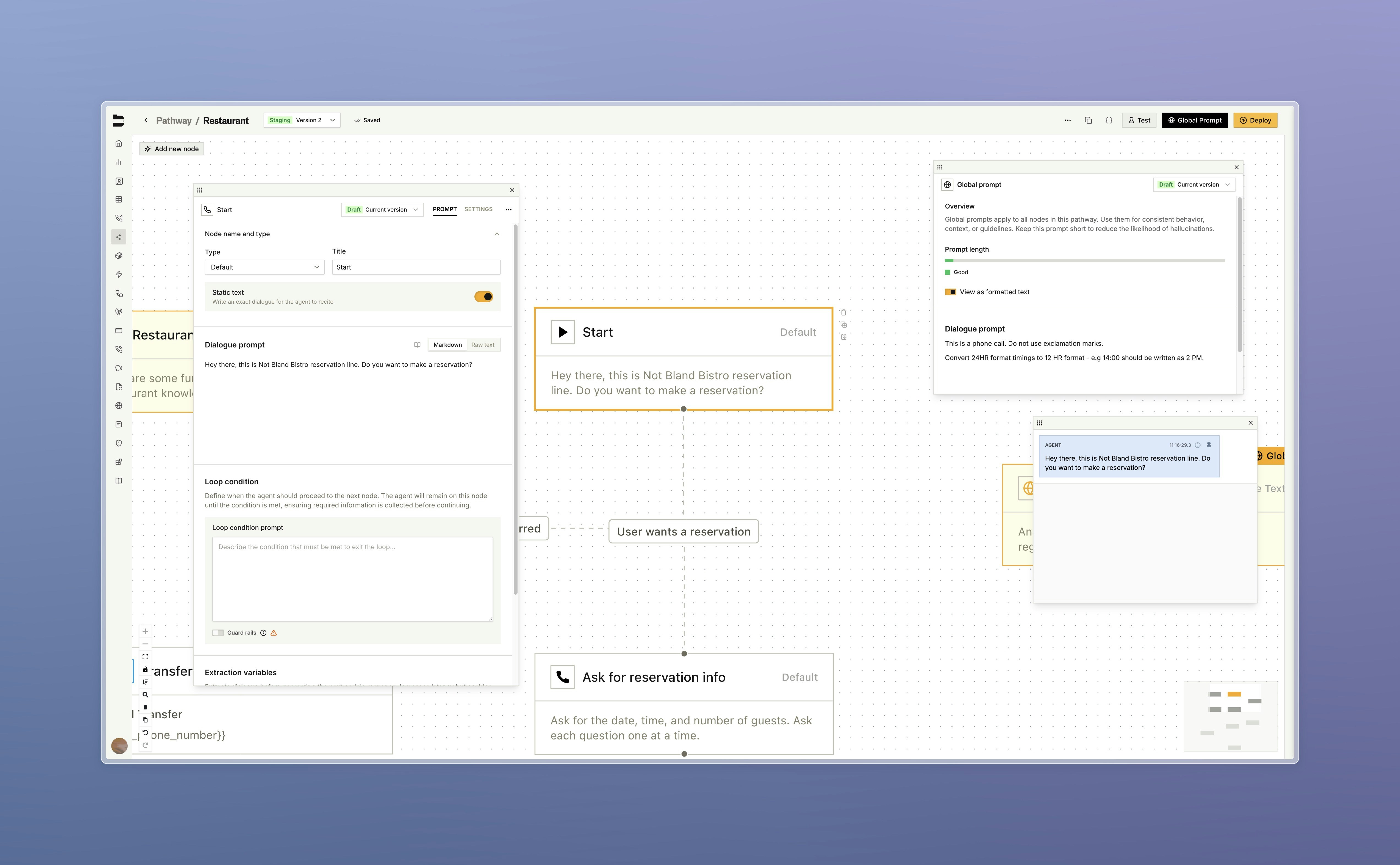Resizable testing panel and node drawer with drag handles