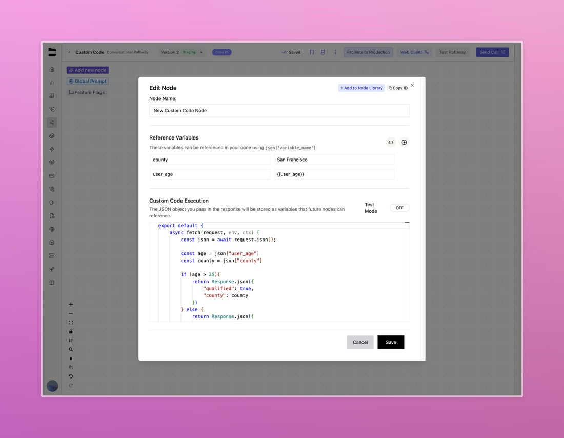 Custom Code Node - Bland