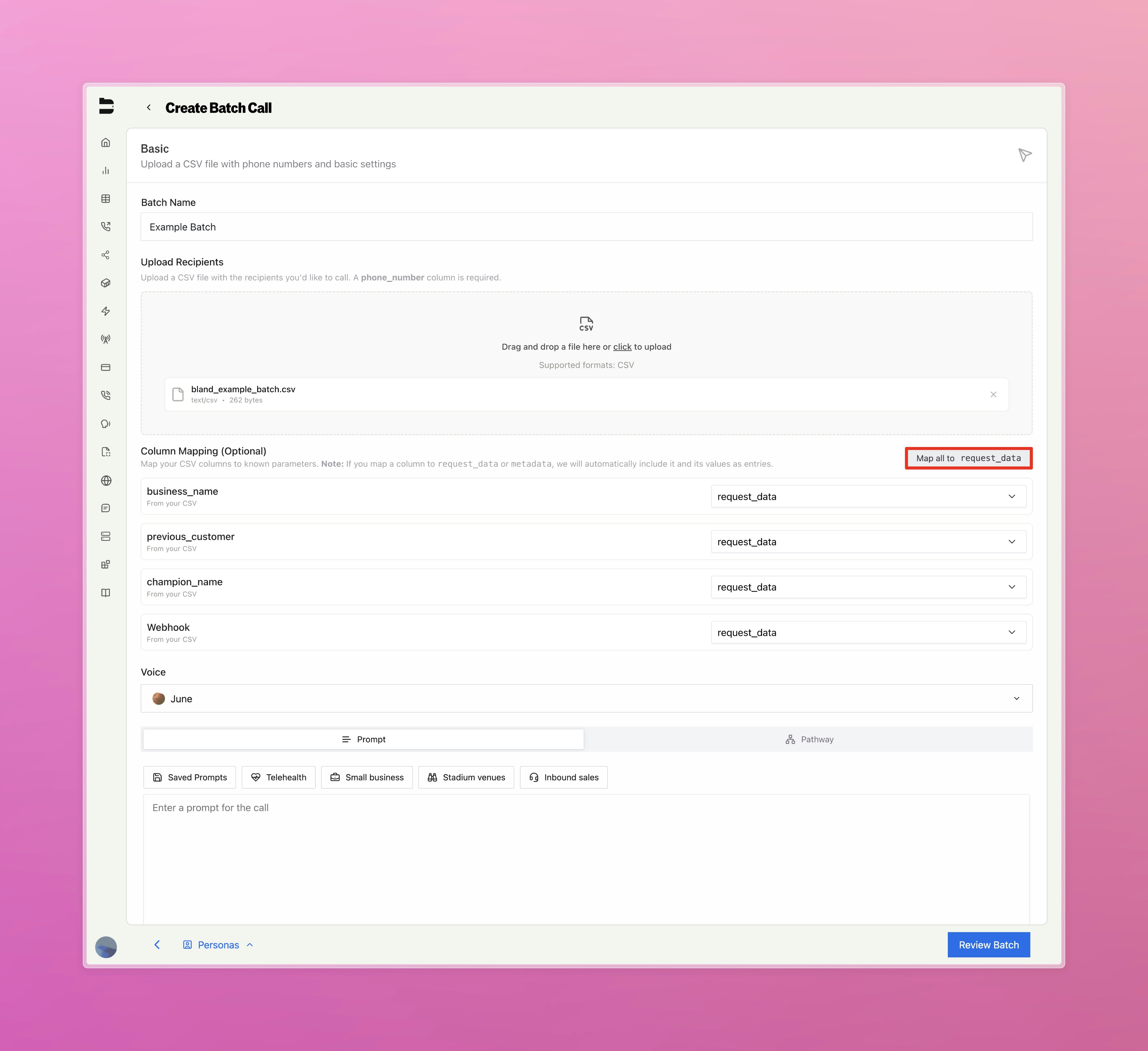 Batch Call CSV Conversion