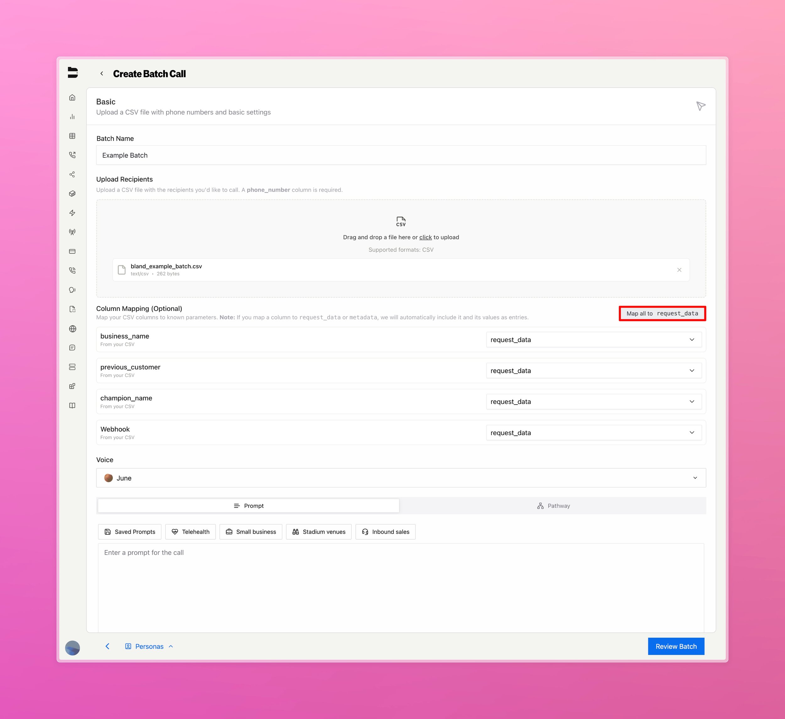 Batch Calling Batch Calls - Bland