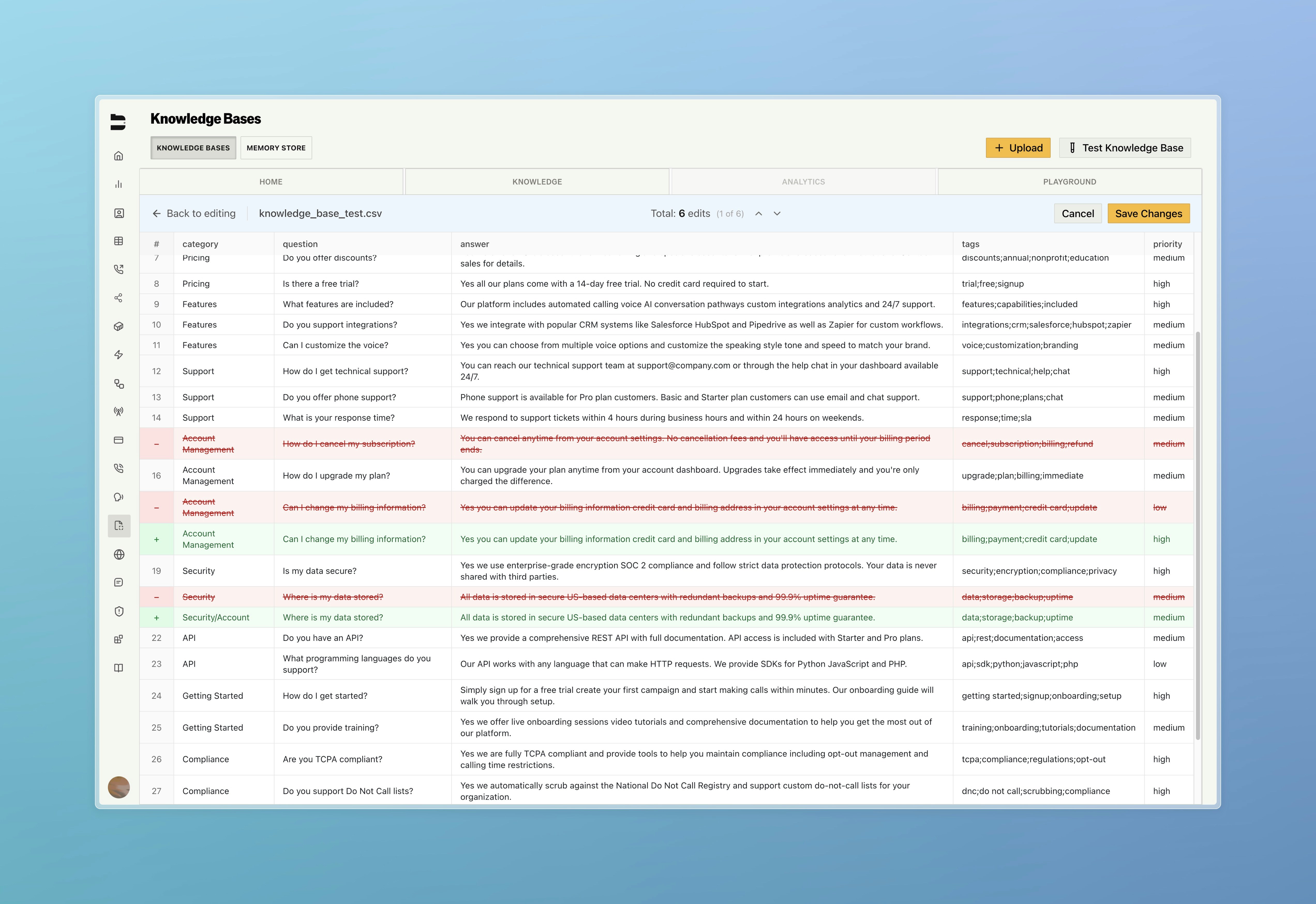 Spreadsheet-style CSV editor with inline editing