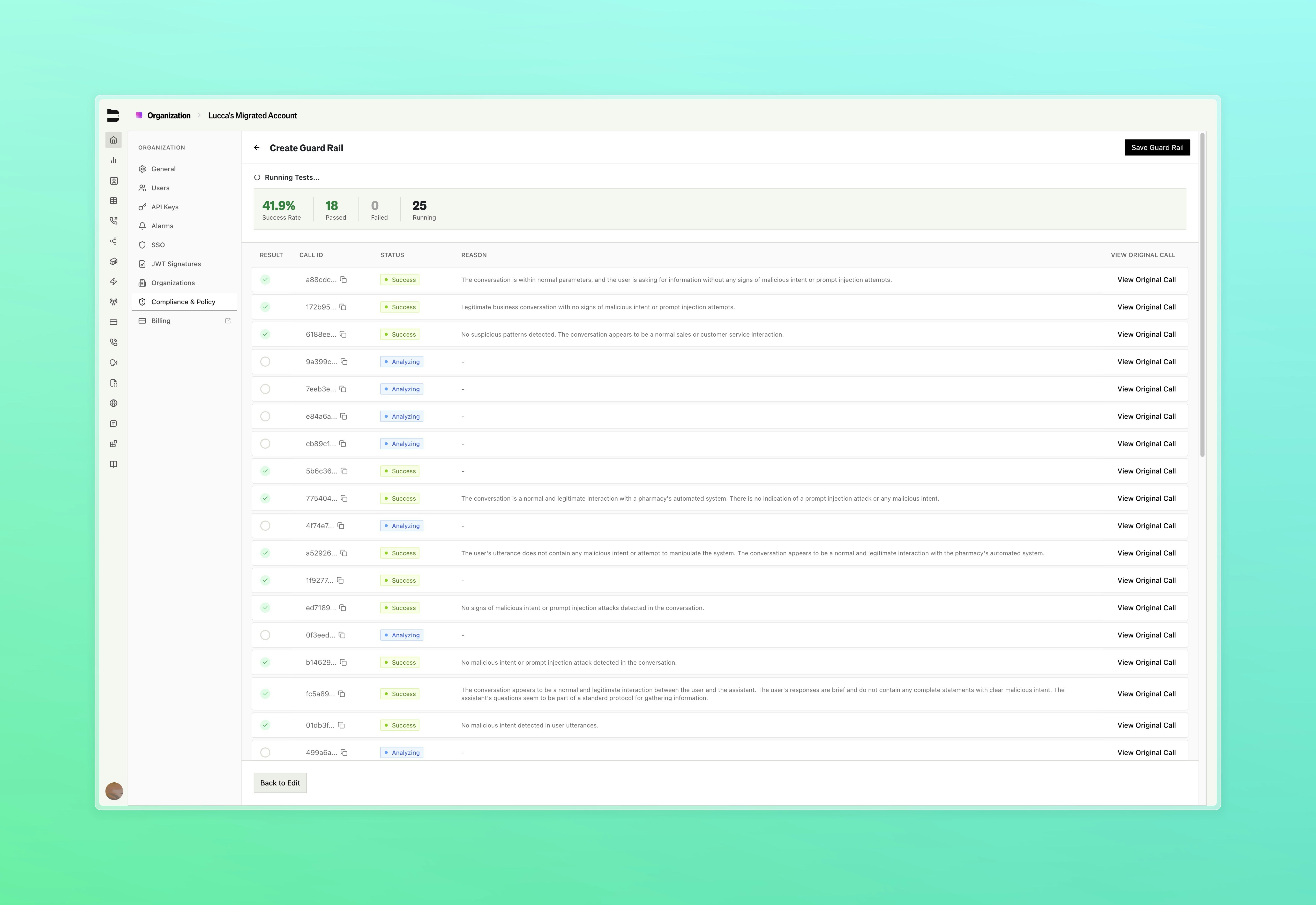 Guard Rails historical testing and analysis