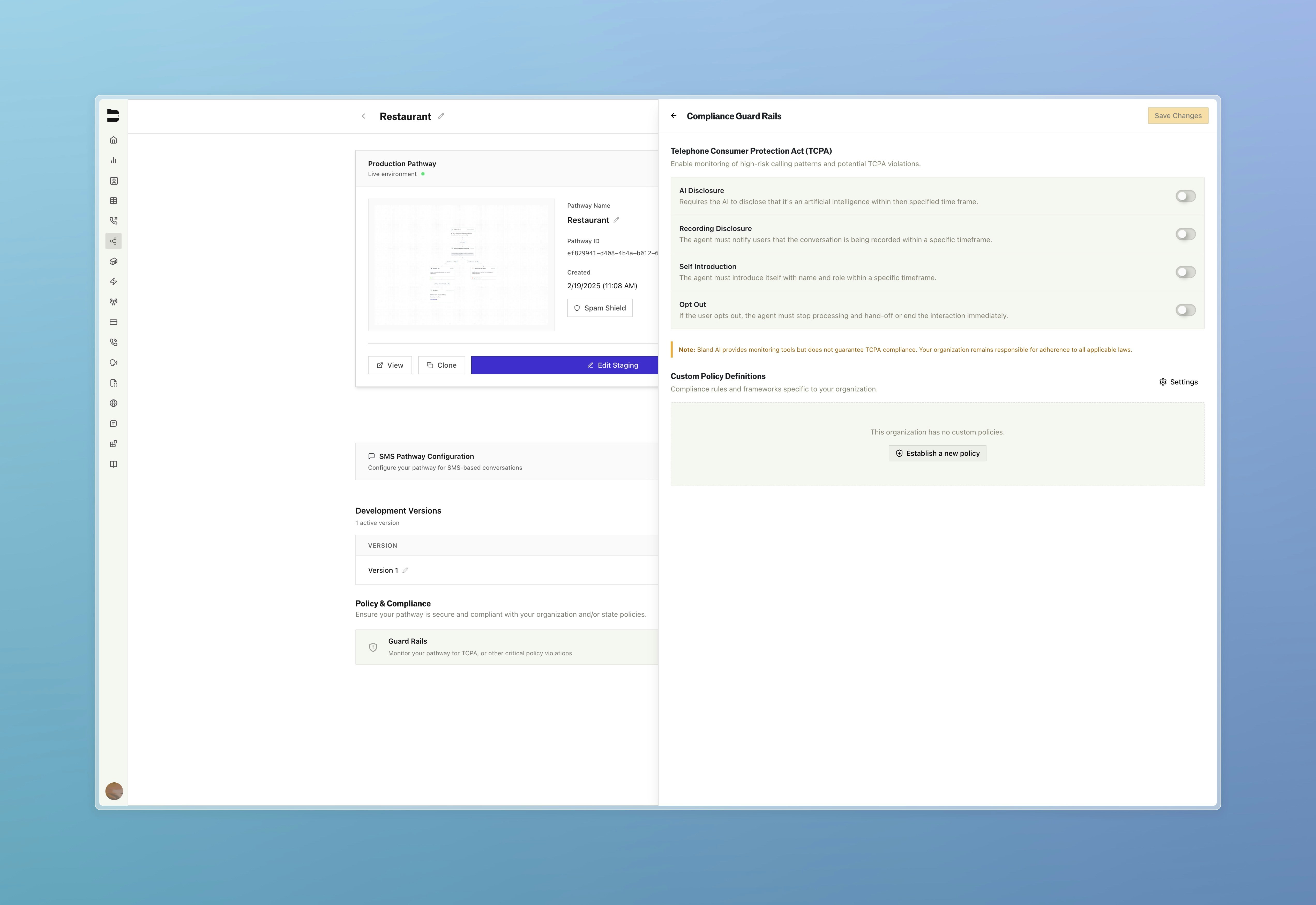 Guard Rails pathway panel interface