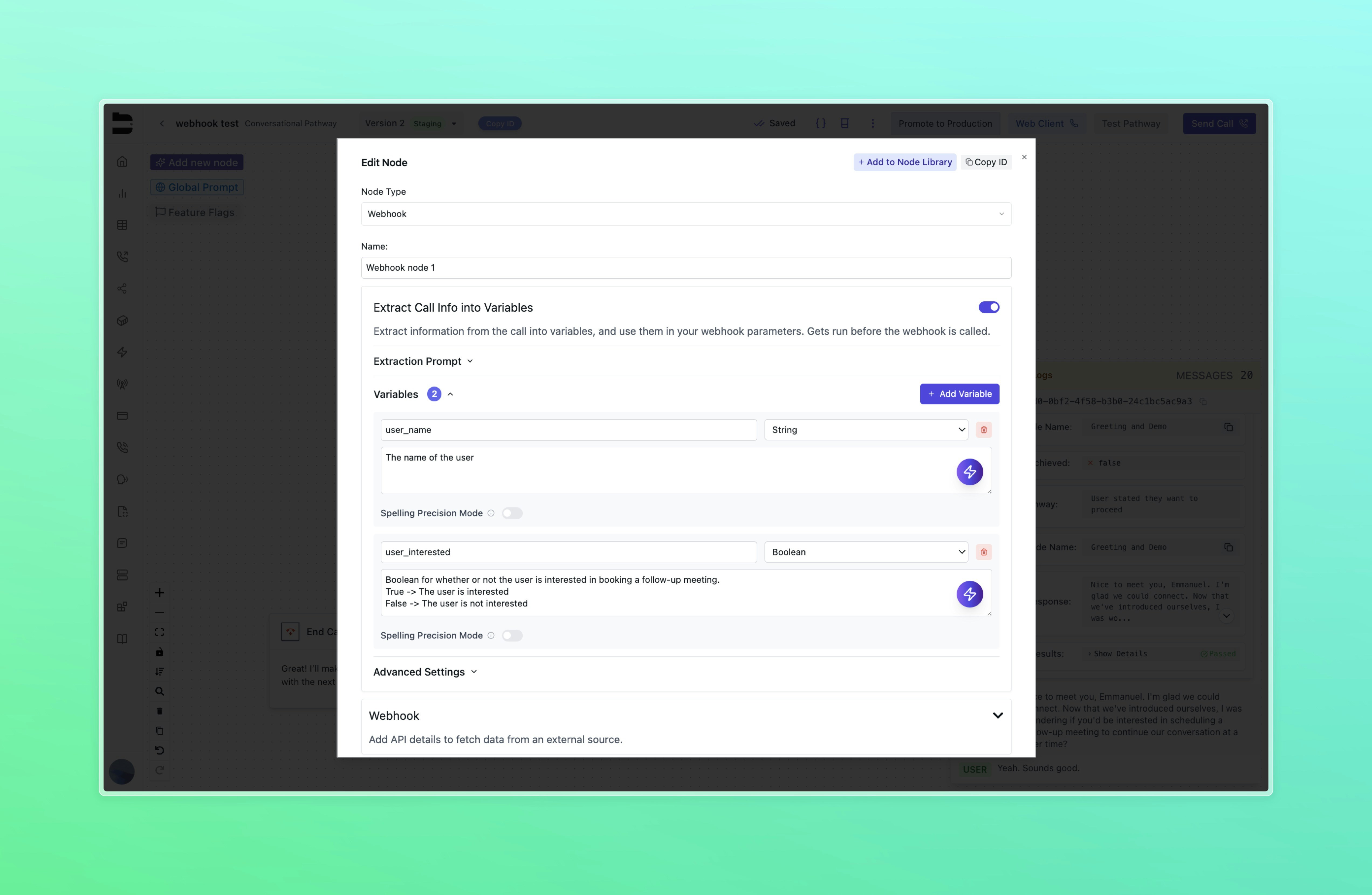 Webhook Node Extract