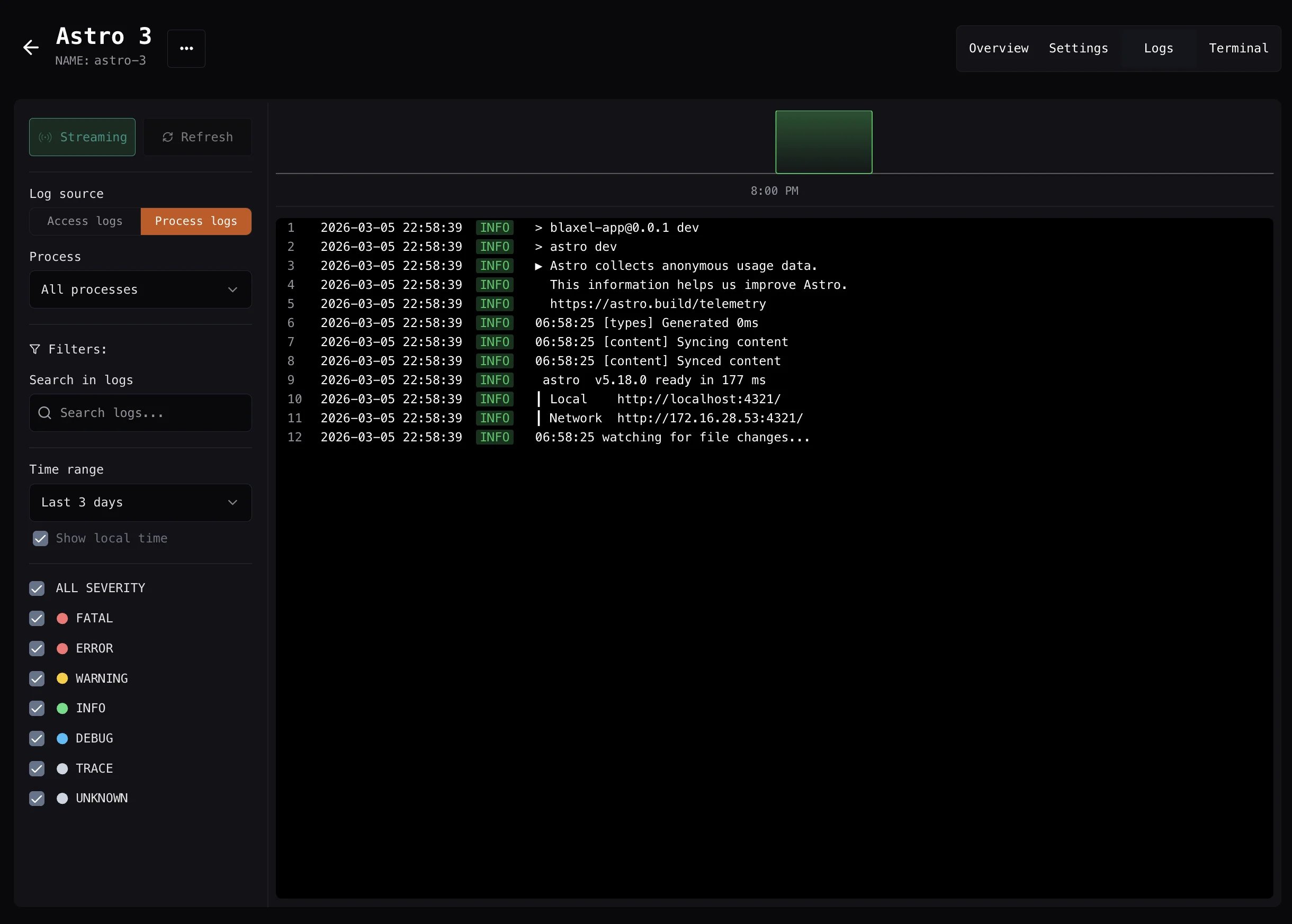 process logs