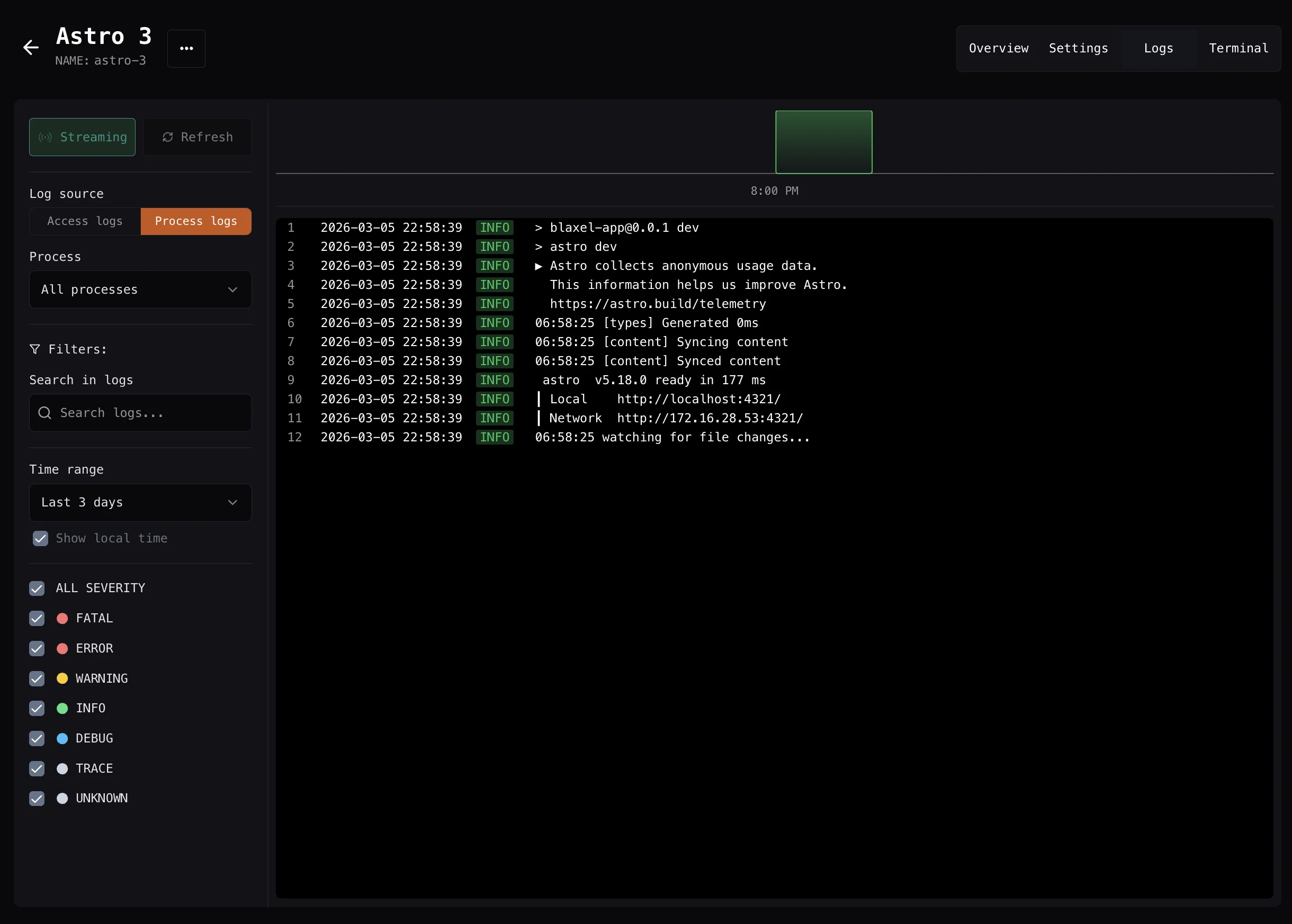 process logs