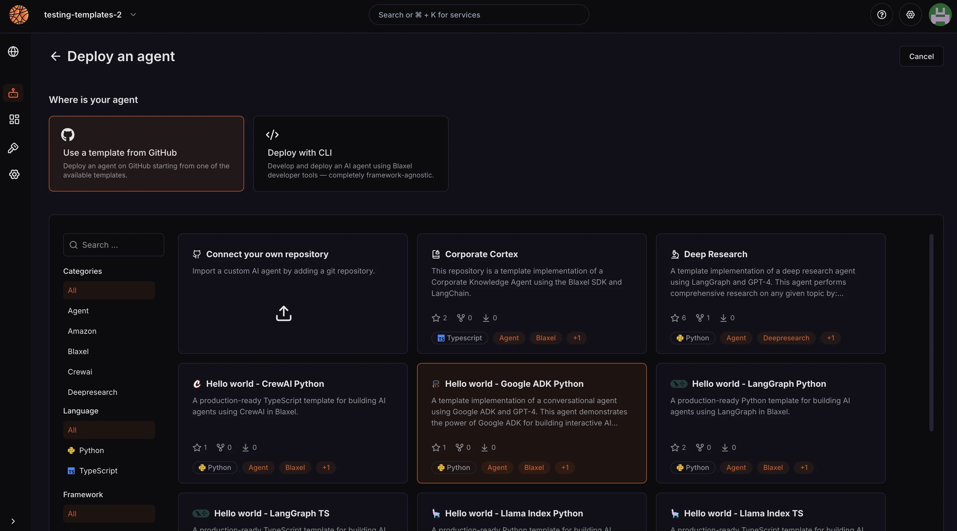 Google ADK framework support