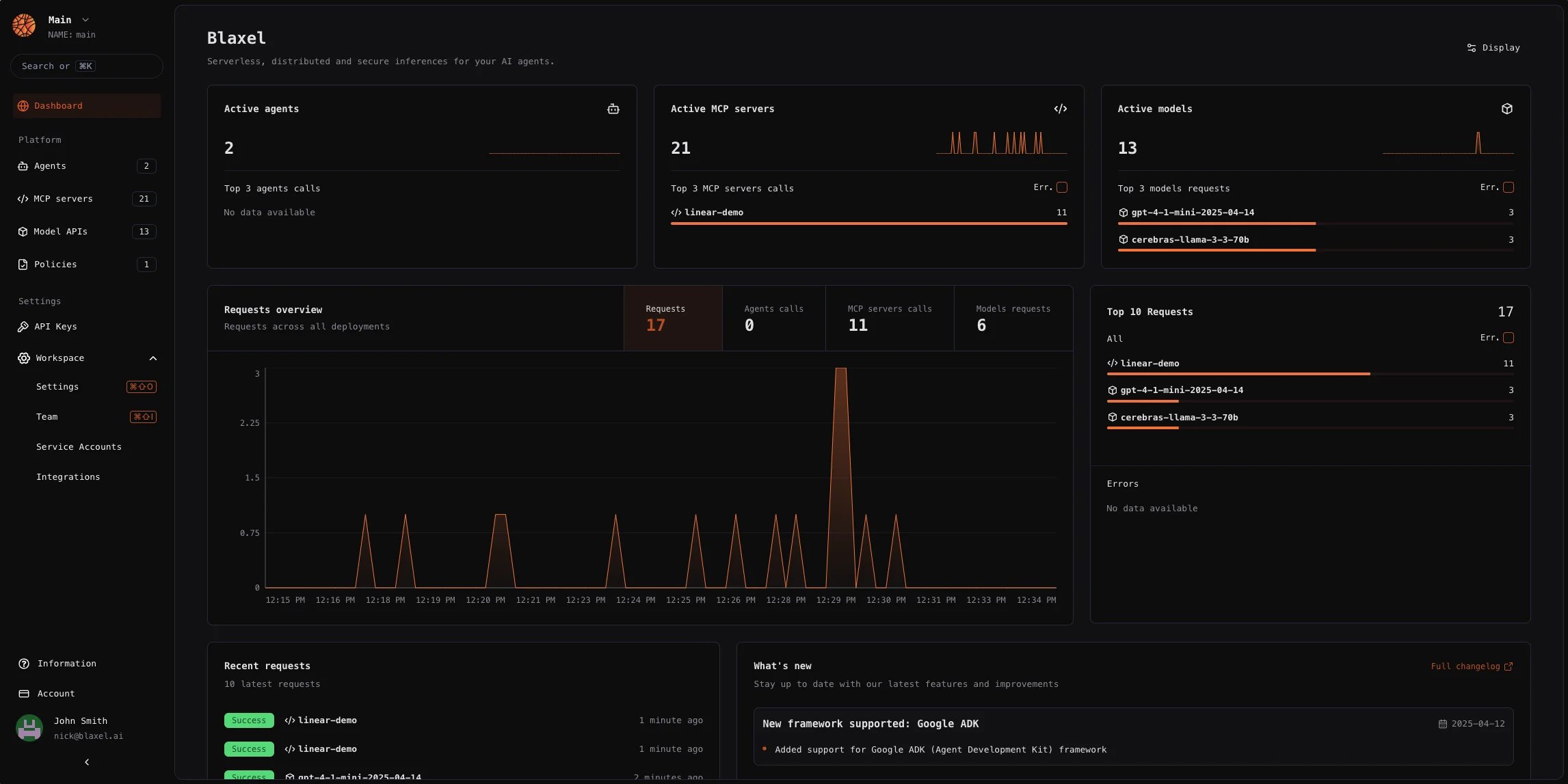 New Blaxel Console interface