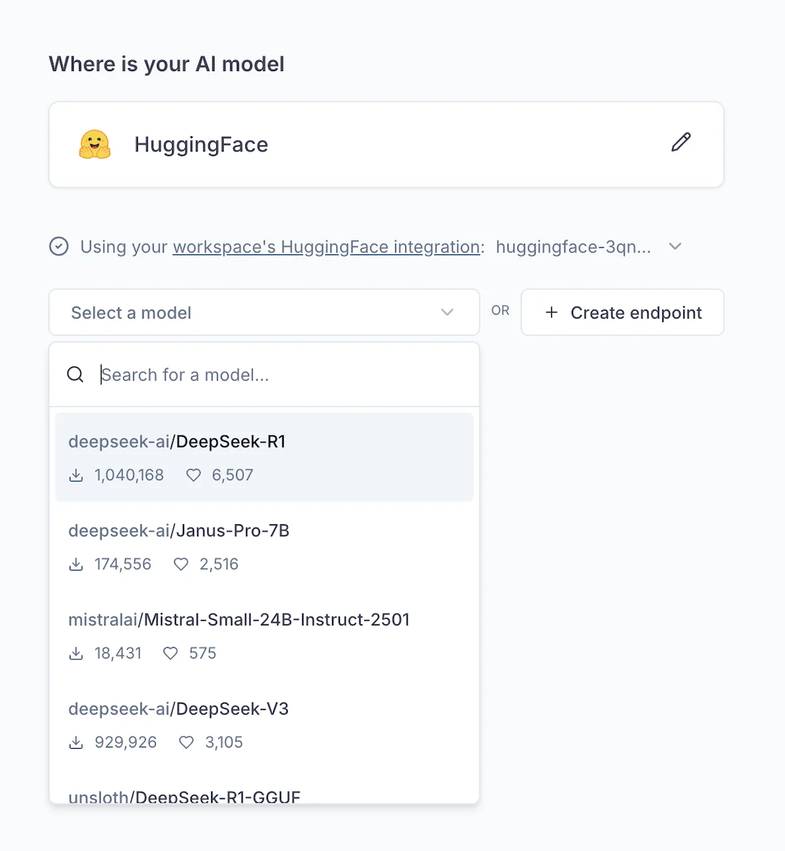 HuggingFace integration setup