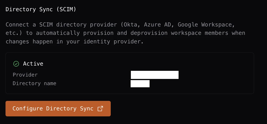 Directory Sync section