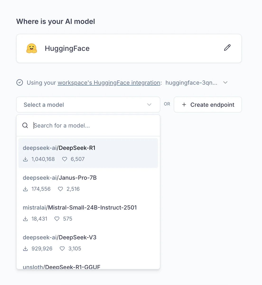 HuggingFace integration setup