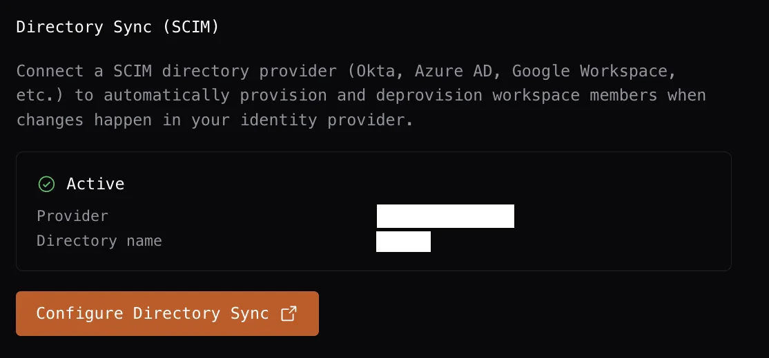 Directory Sync section