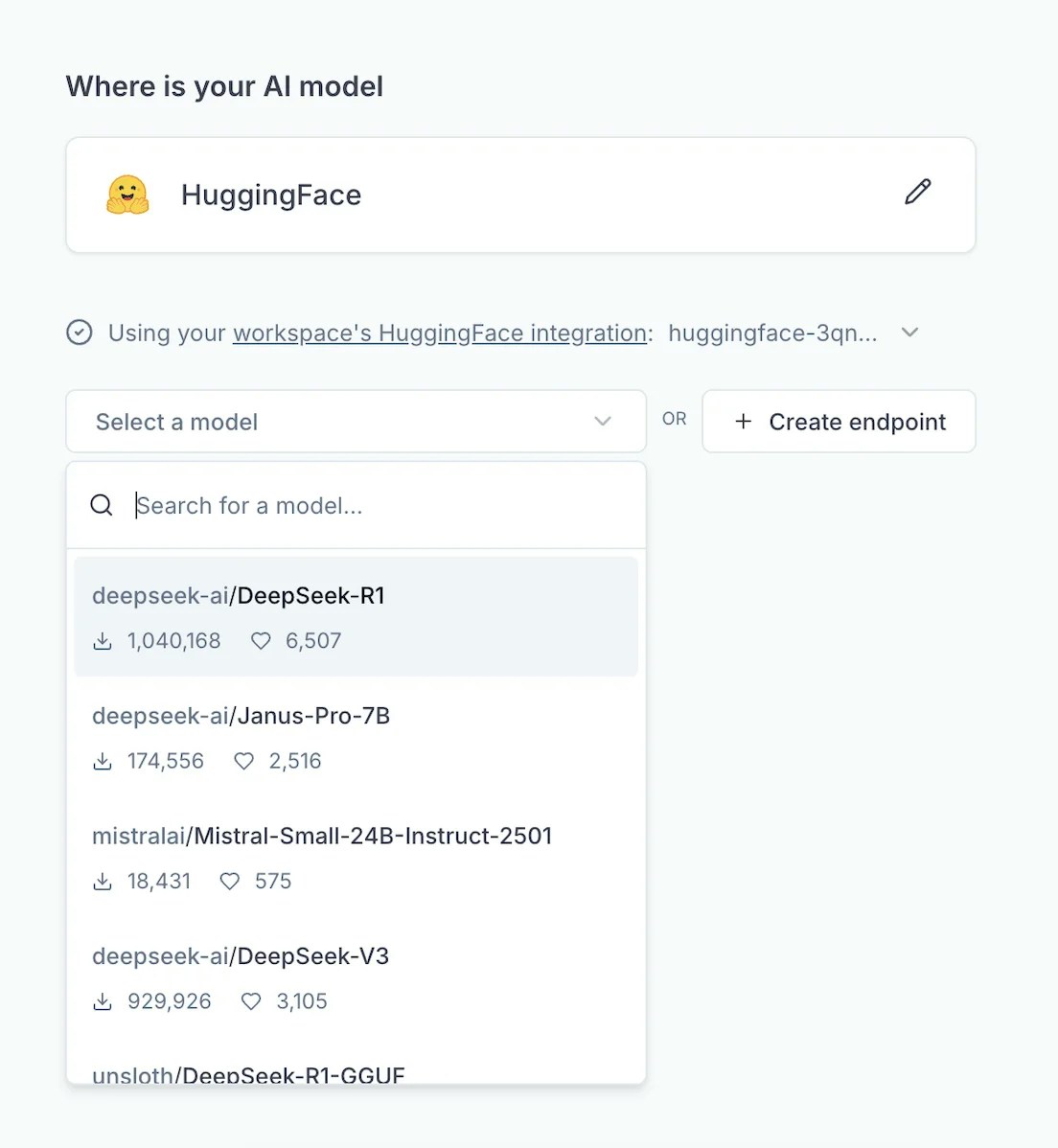 HuggingFace integration setup