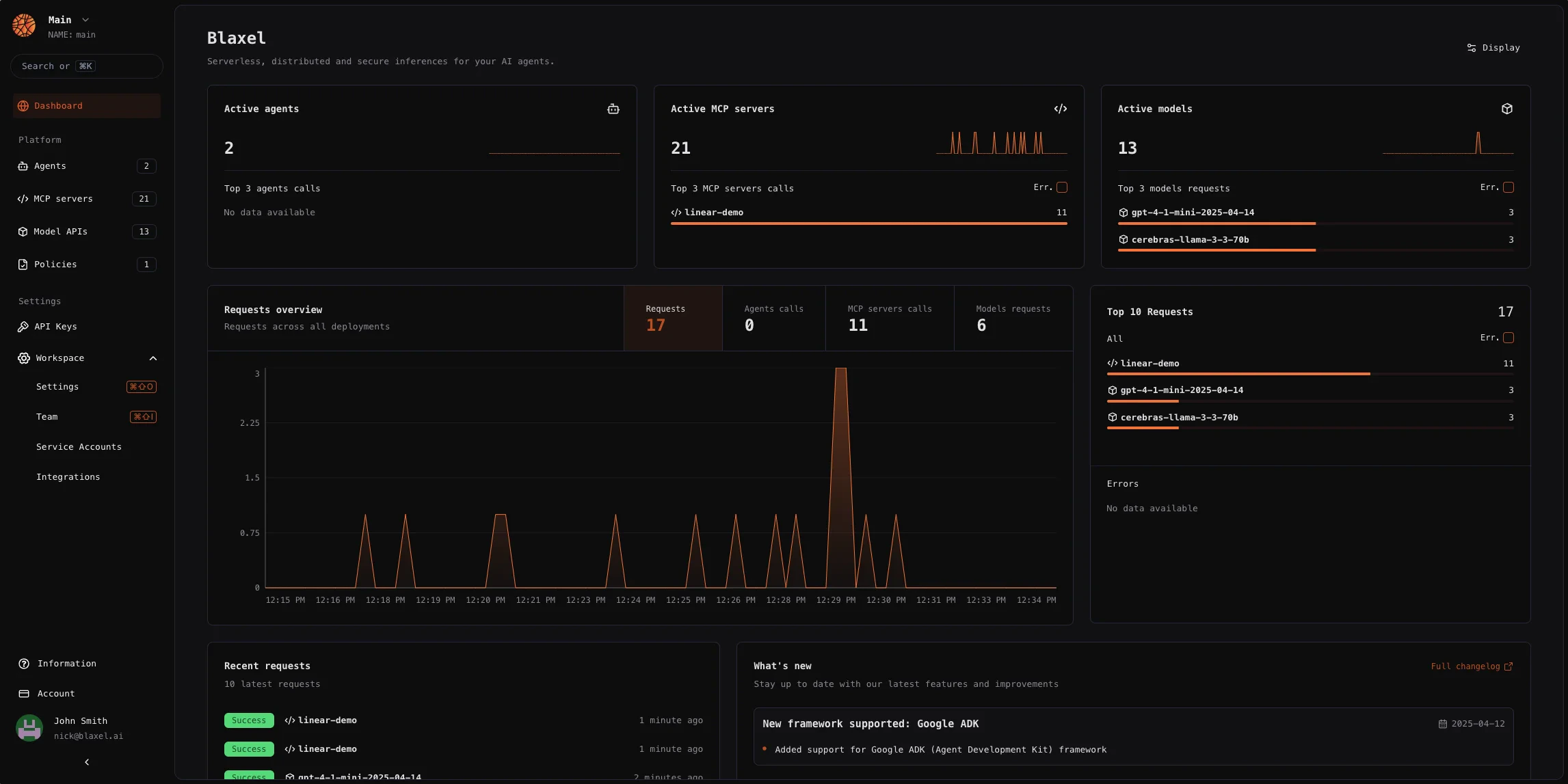 New Blaxel Console interface
