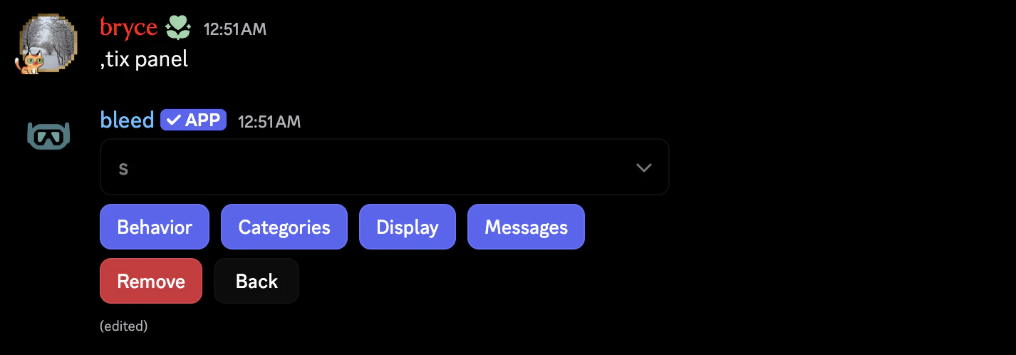 Ticket Panel Options